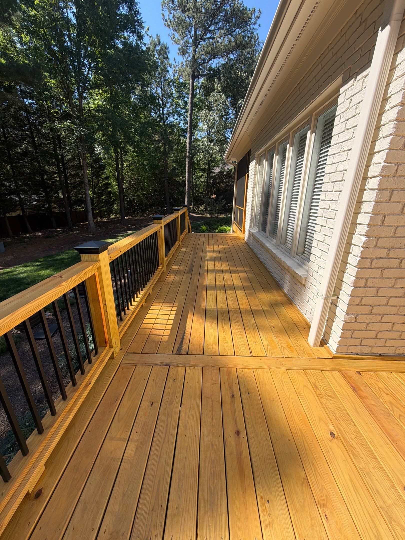 Deck Stain, Round Balusters & Screened Porch Transformation by Billy Weatherspoon Contractor