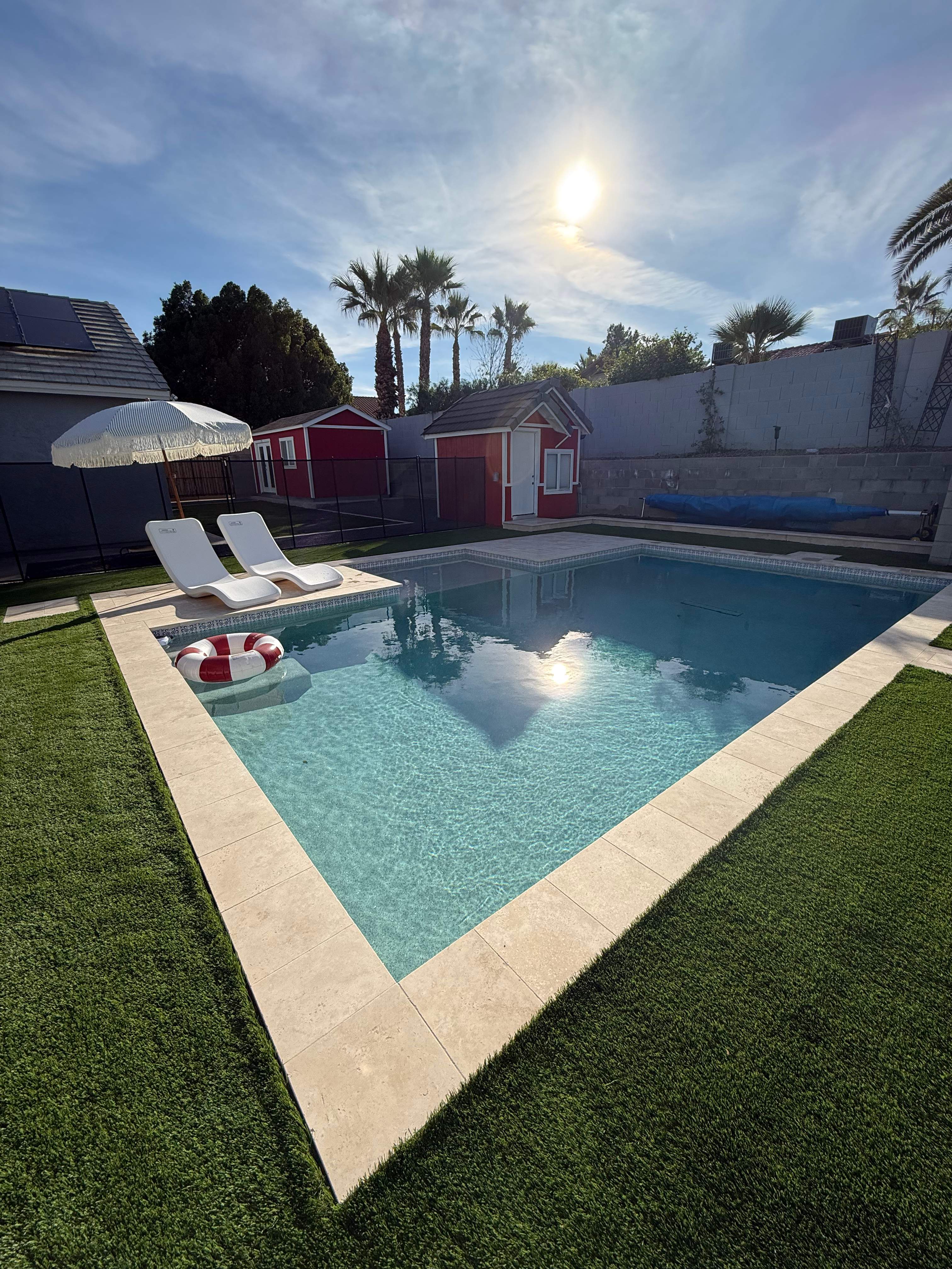 Pool build with baja step and pebble finish by Modern Pools