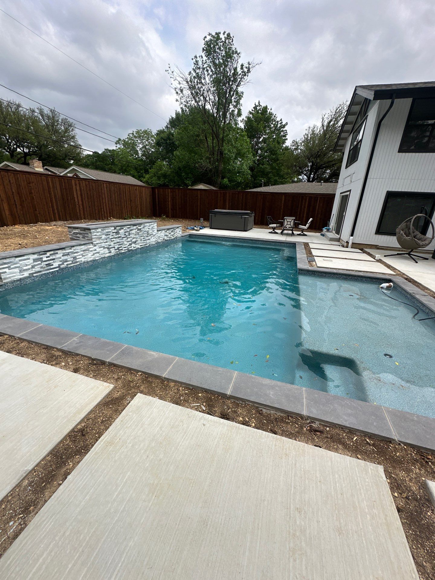 Modern Geometric Pool with Sheer Descent Water Feature by Pinnacle Pools and Spas - DFW