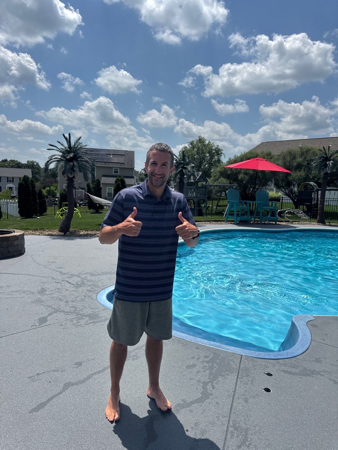 Twilight Pool Deck / Patio Project in Beaver falls by Floors in a Day, Inc