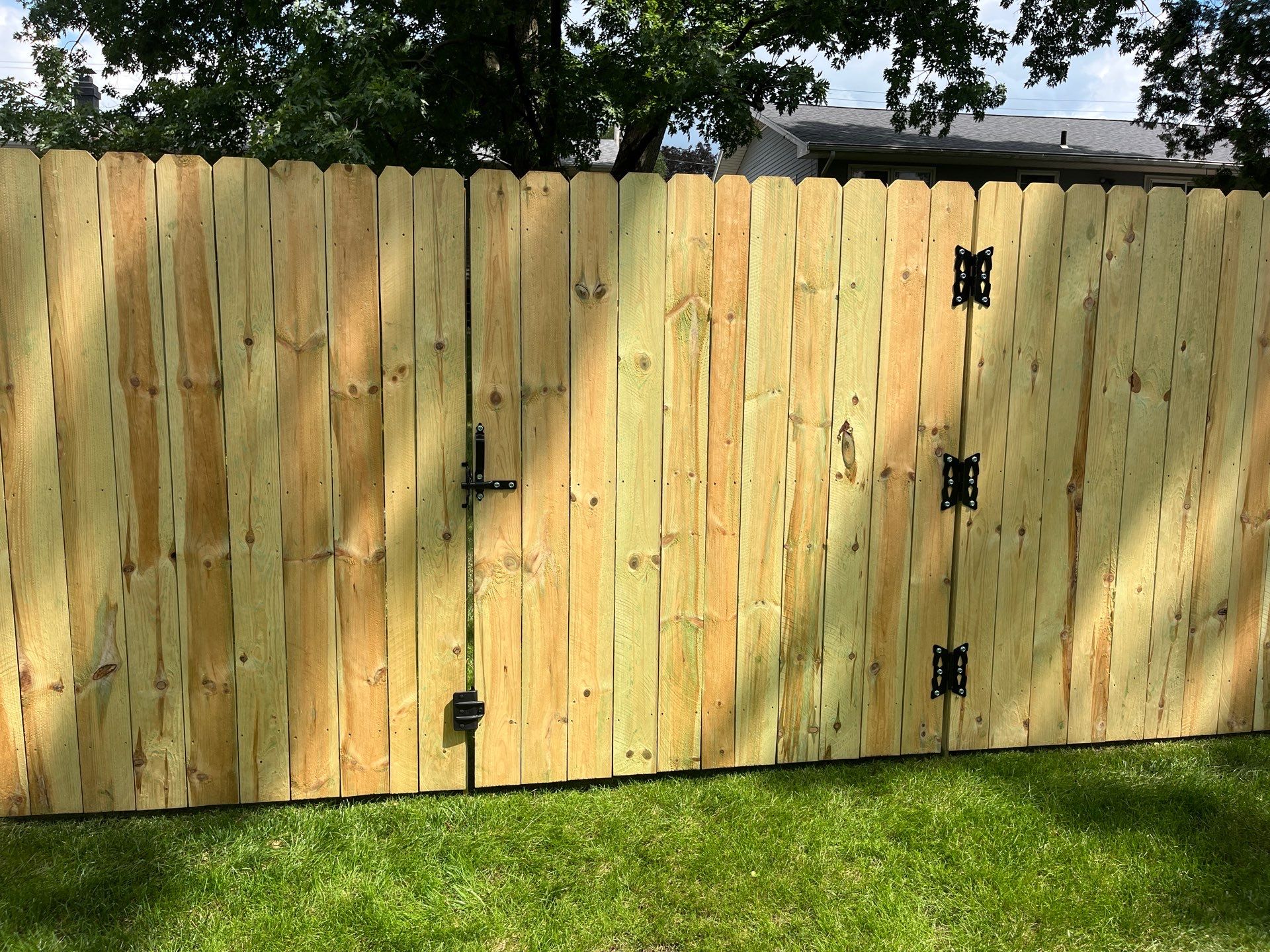 Pressure-Treated Pine Privacy Fence and Custom Gates in Waterloo by Perfect Picket Fence and Stain