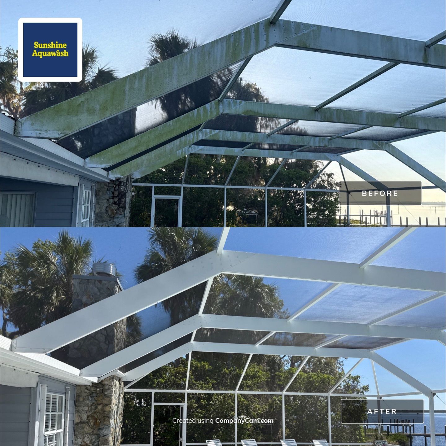 🏡 From Green to Clean! 🌊 Epic House & Pool Cage Cleaning on the Manatee River | Ellenton, FL 💦 by Sunshine AquaWash