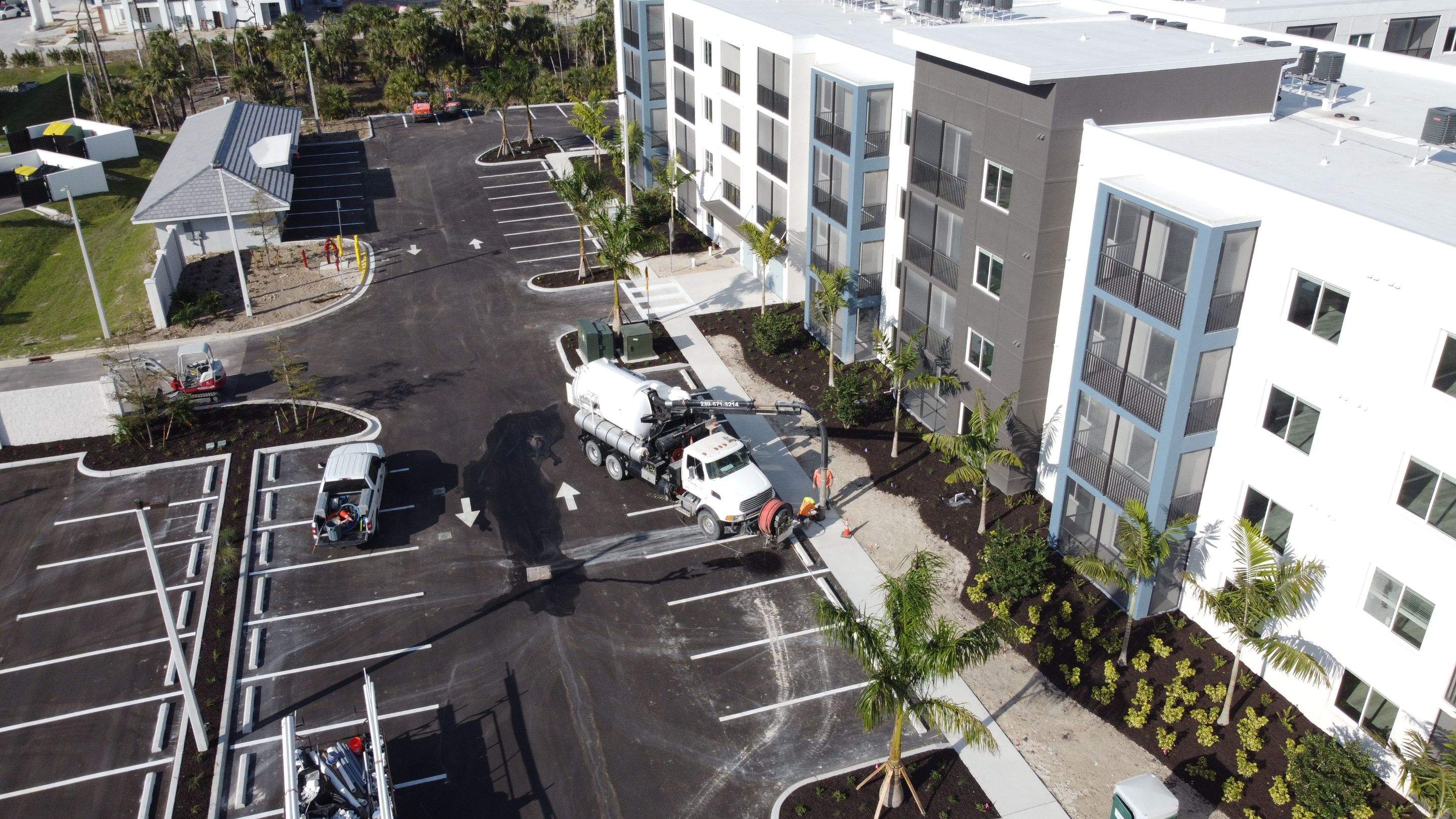 New Construction Apartment Complex Stormwater System and Sewer System Cleaning by Don Mar, Inc. Storm Water Solutions
