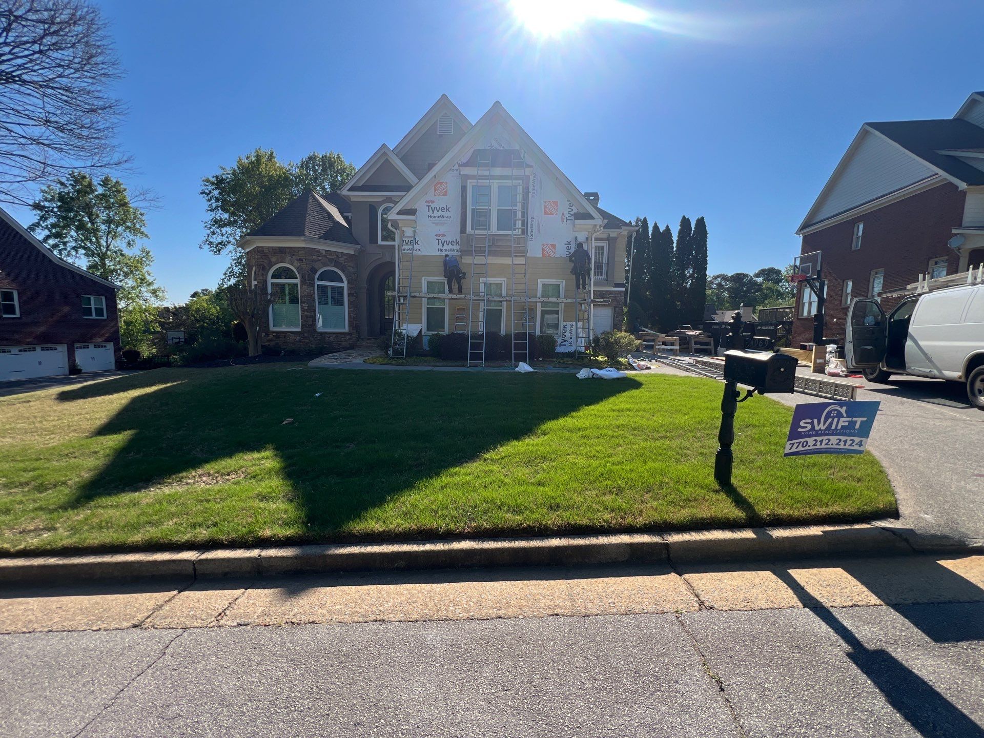 Full Exterior Siding Replacement and Stone Veneer Installation in Roswell by Swift Home Renovations
