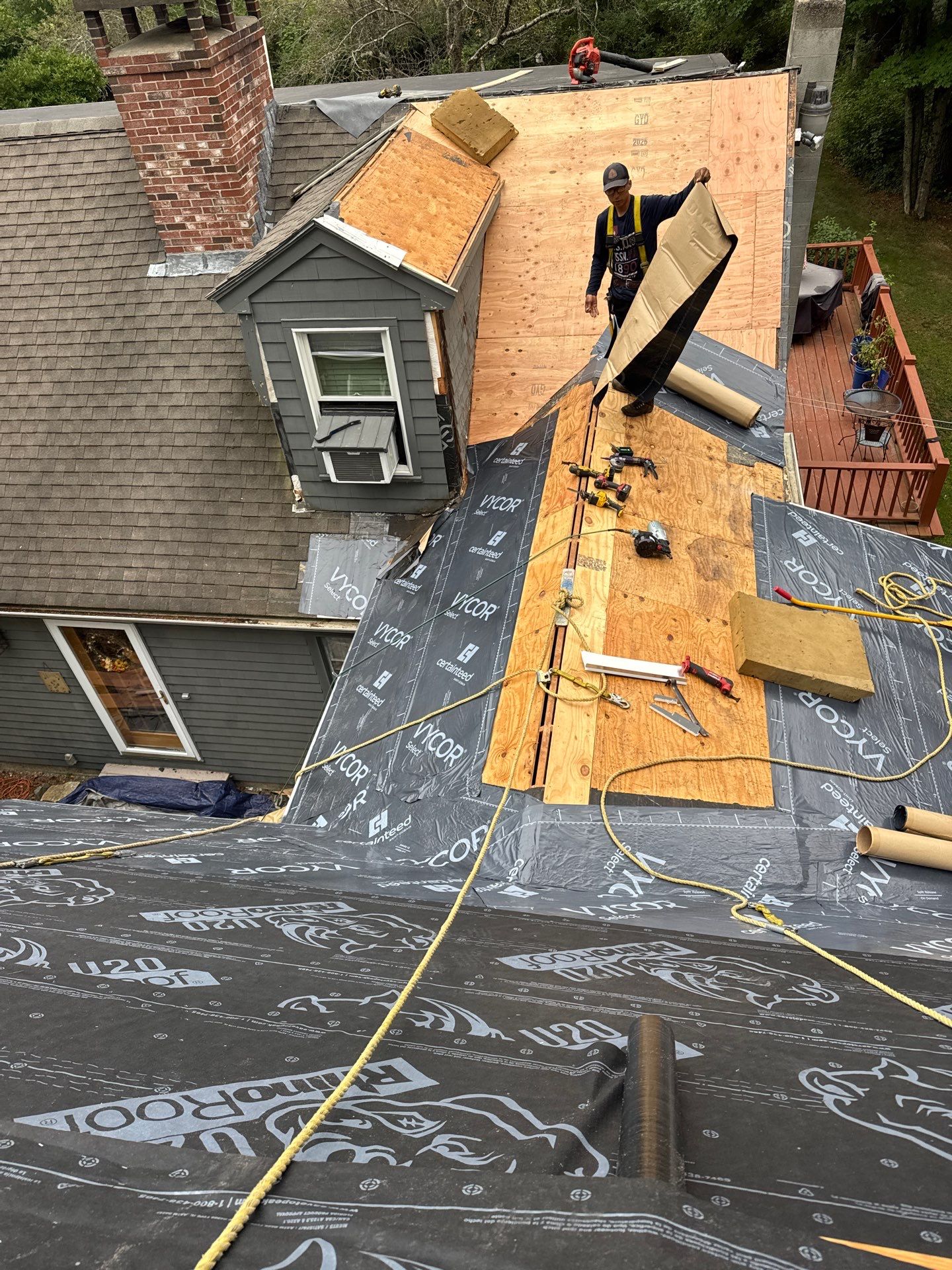 Roof Replacement & Dead Valley Repair in Kensington, NH | GAF Timberline Weathered Wood by Compass exteriors