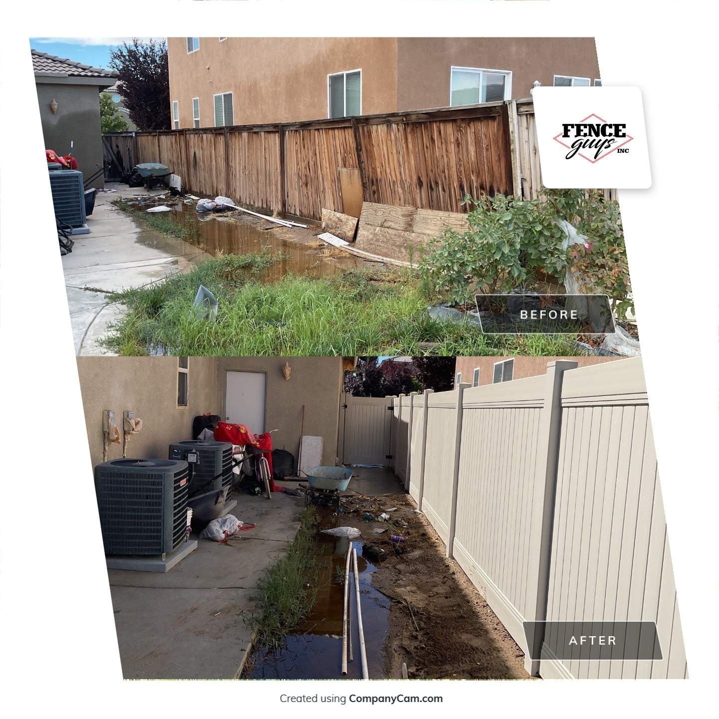 Tan Vinyl by Fence Guys Inc. 