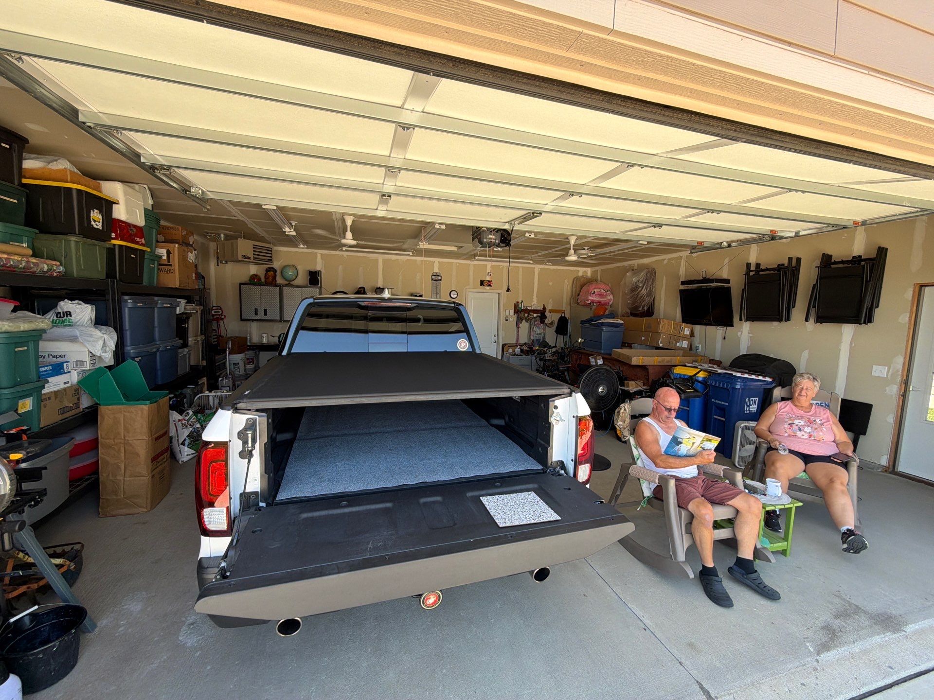 Garage Floor Coating with Coyote Decorative Chip in Tea by Select Painting, Coatings & Garage Cabinets