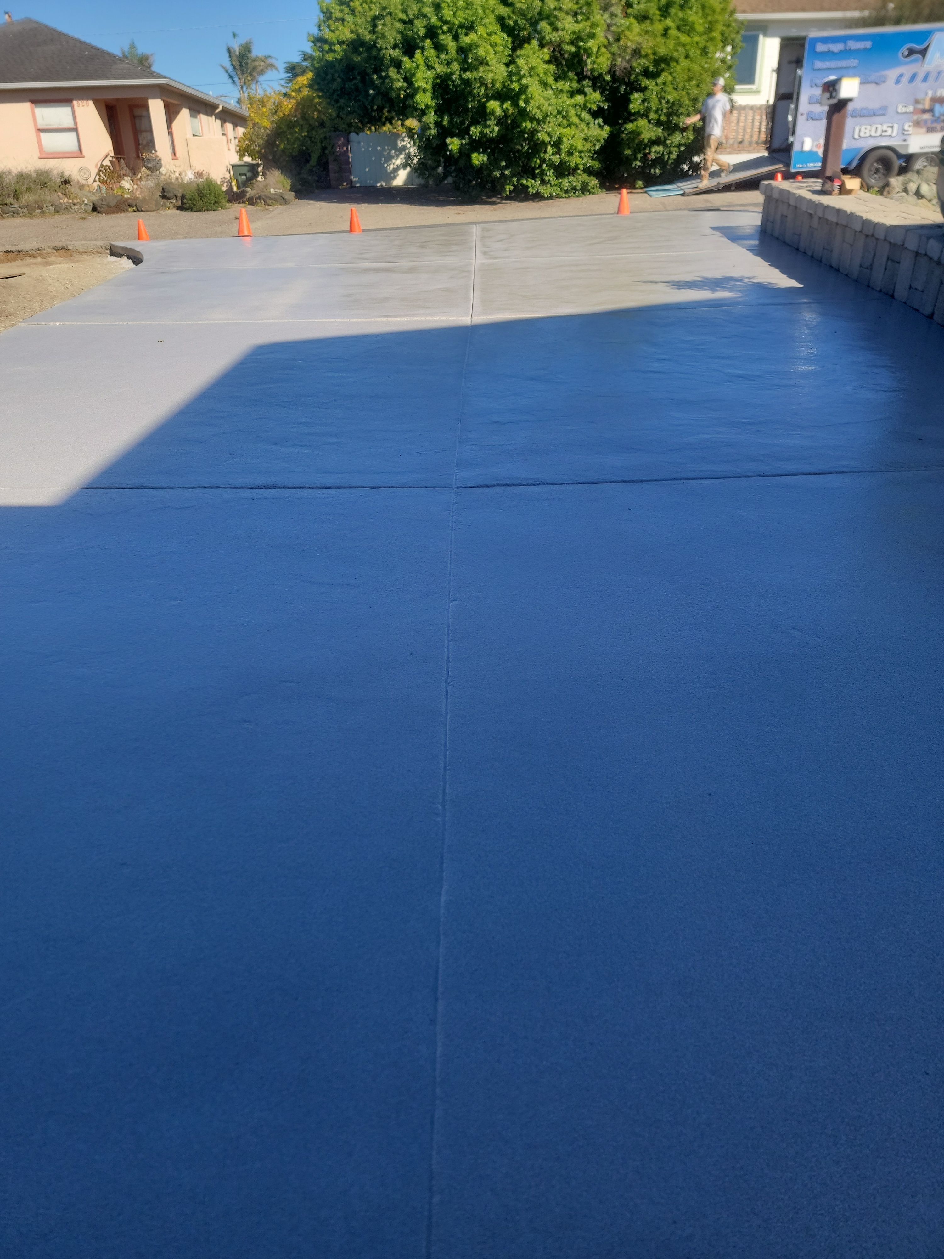 Stonewash Garage Floor Coating and Quartz Concrete Driveway in Morro Bay by MGP Coatings