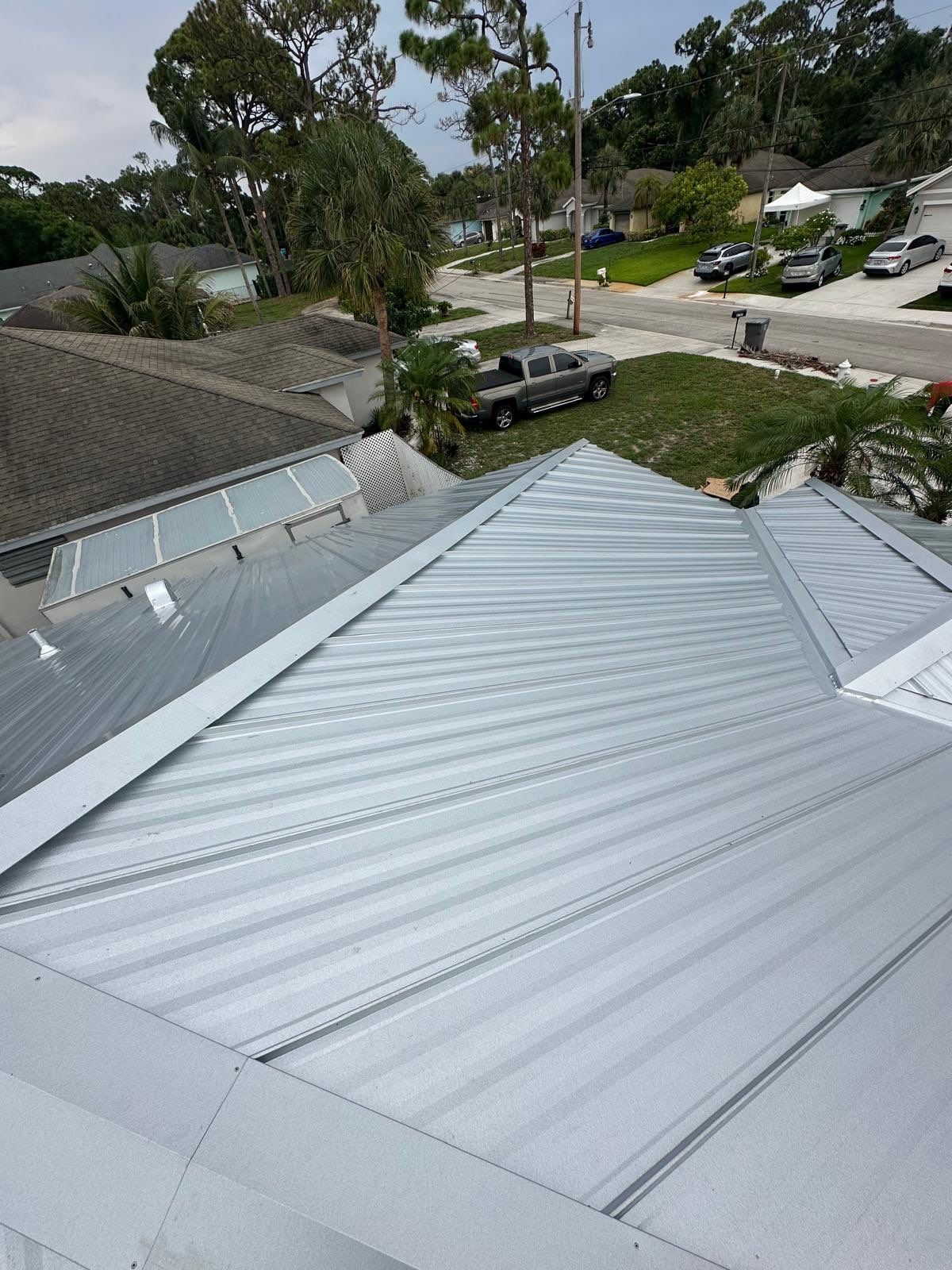 Residential Roofing Installation using 1" Nail strip metal roof by BLUES BROTHERS ROOFING