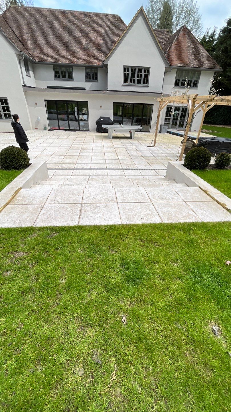 Porcelain Patio Clean using Honda 15lpm Low Pressure Washing Machine by Ges Exterior Cleaning ltd