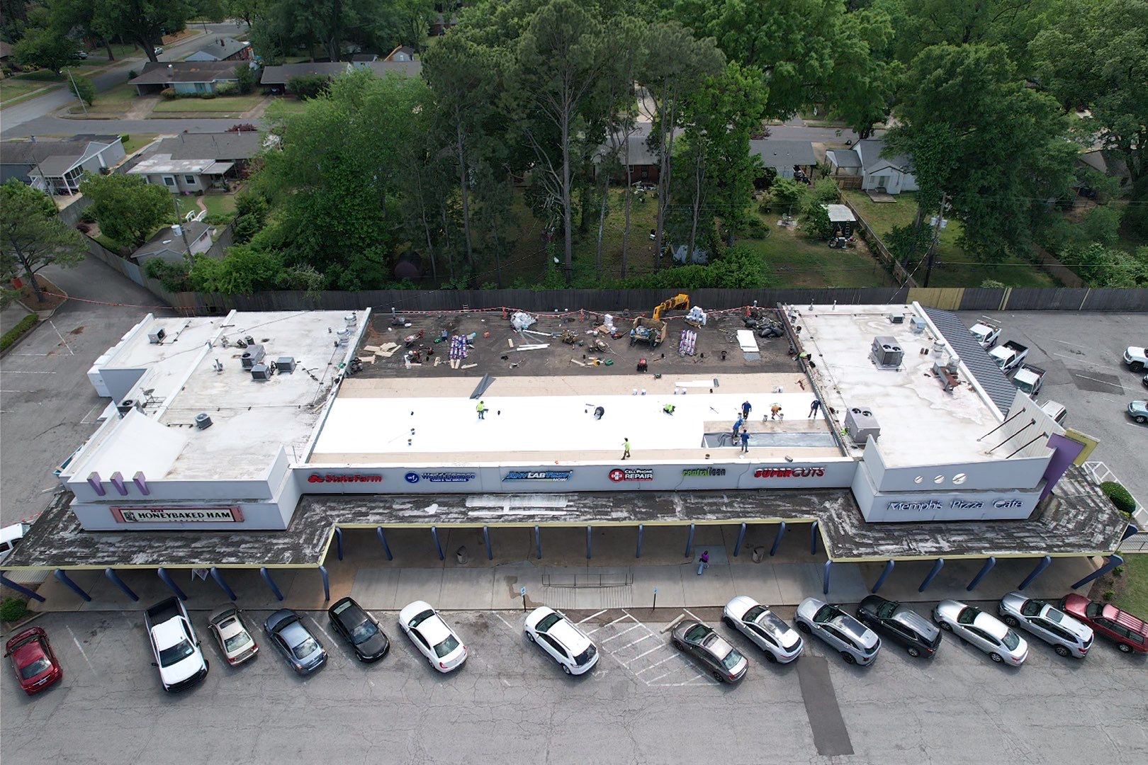 TPO Membrane Roof Replacement for Memphis Commercial Retail Center by Cool Roofs