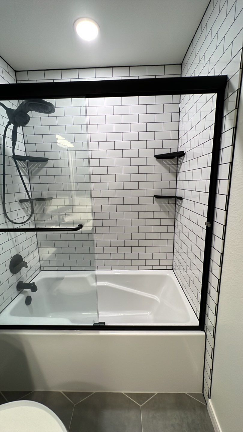 Braun’s Farm Bathroom Remodel | Modern Subway Tile Tub Shower & Custom Vanity in San Antonio by Legacy Bath and Kitchen