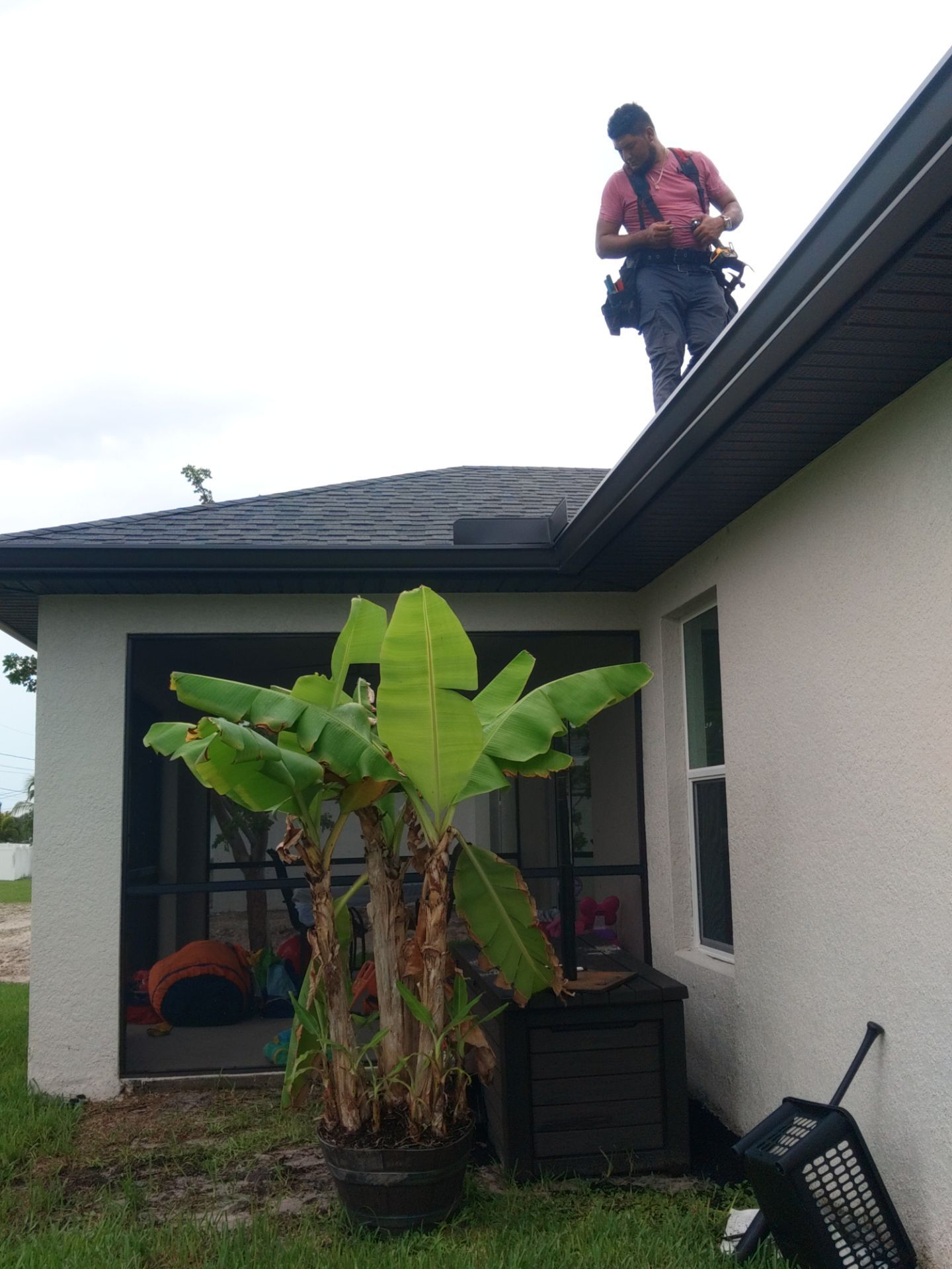 Black Seamless Gutters using black seamless gutters in Cape Coral FL by Gutter Professors
