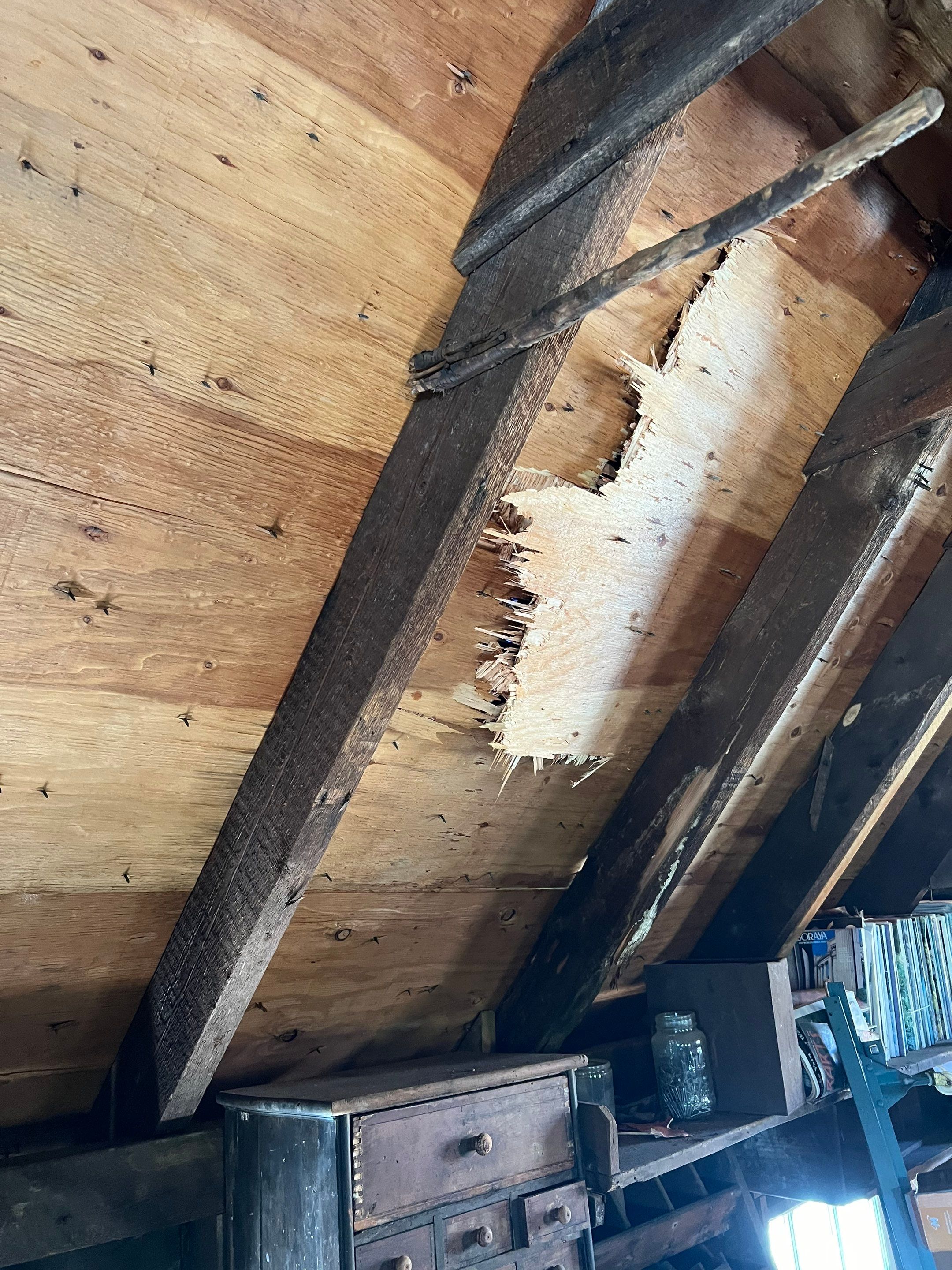 Just the beginning of a barn restoration in New Castle by Tall pine roofing