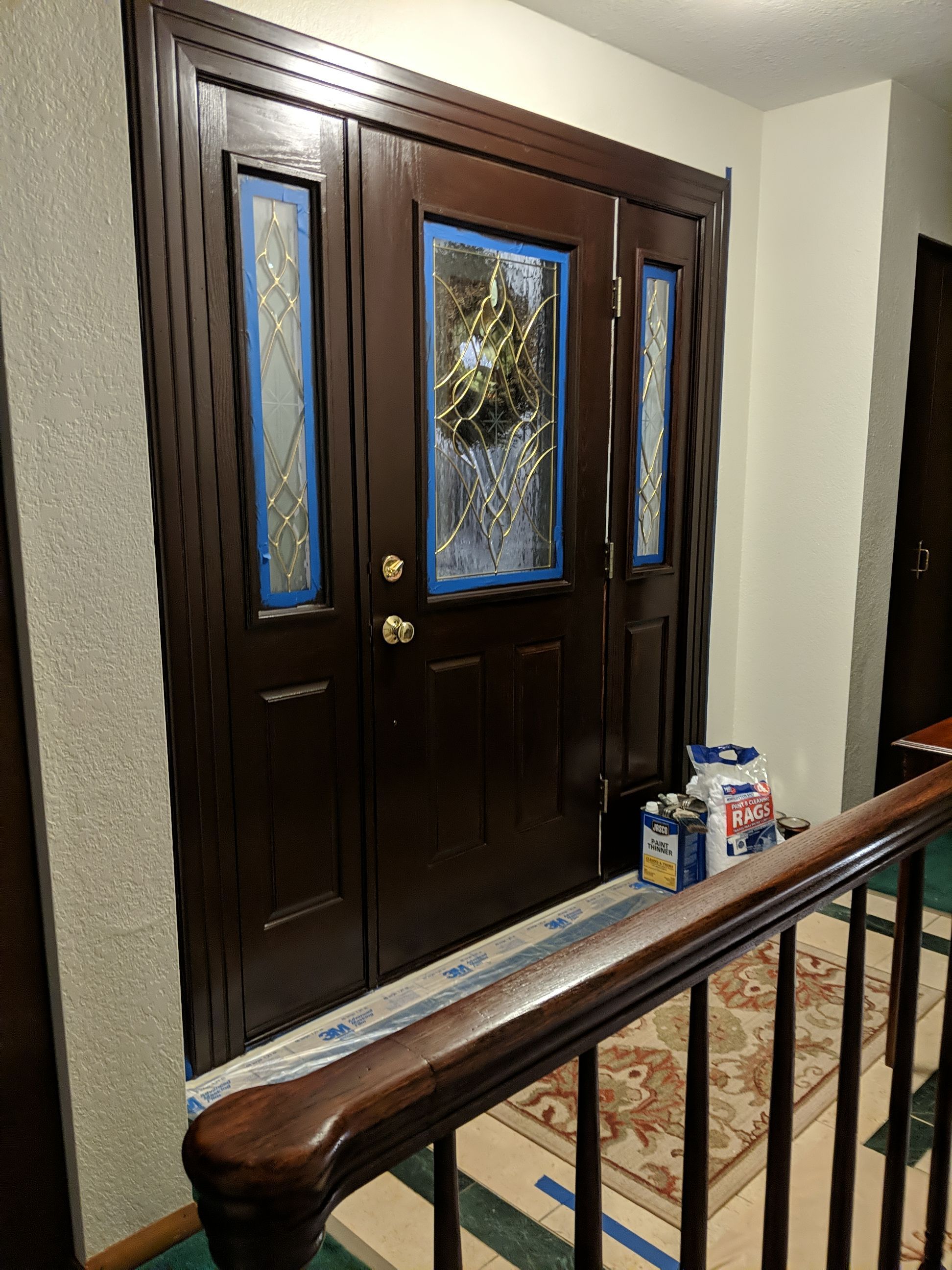 Front Door & Railing Wood Staining by Midnight Sun Painting