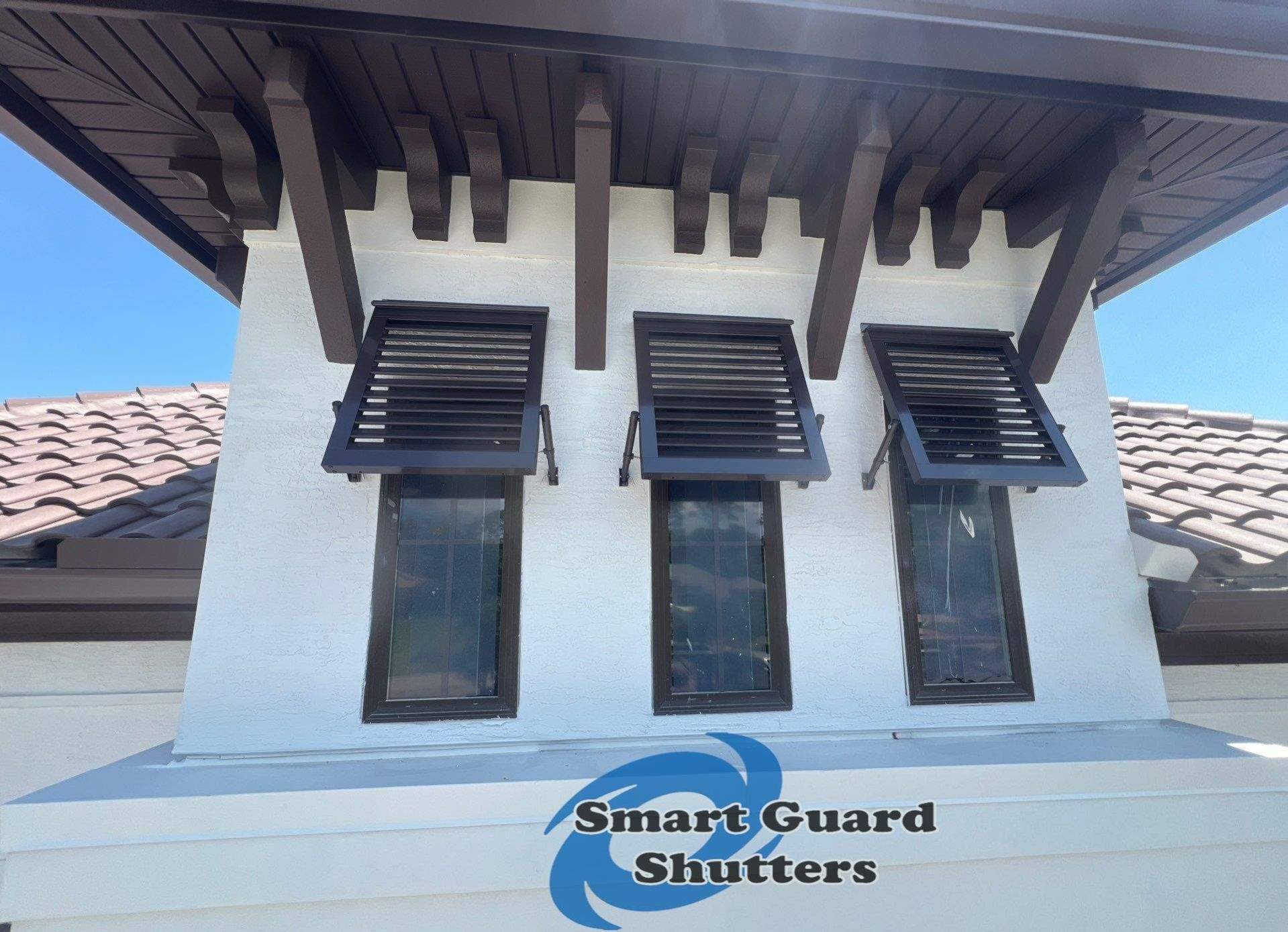 Decorative Bahamas in Grey Brown by Smart Guard Shutters