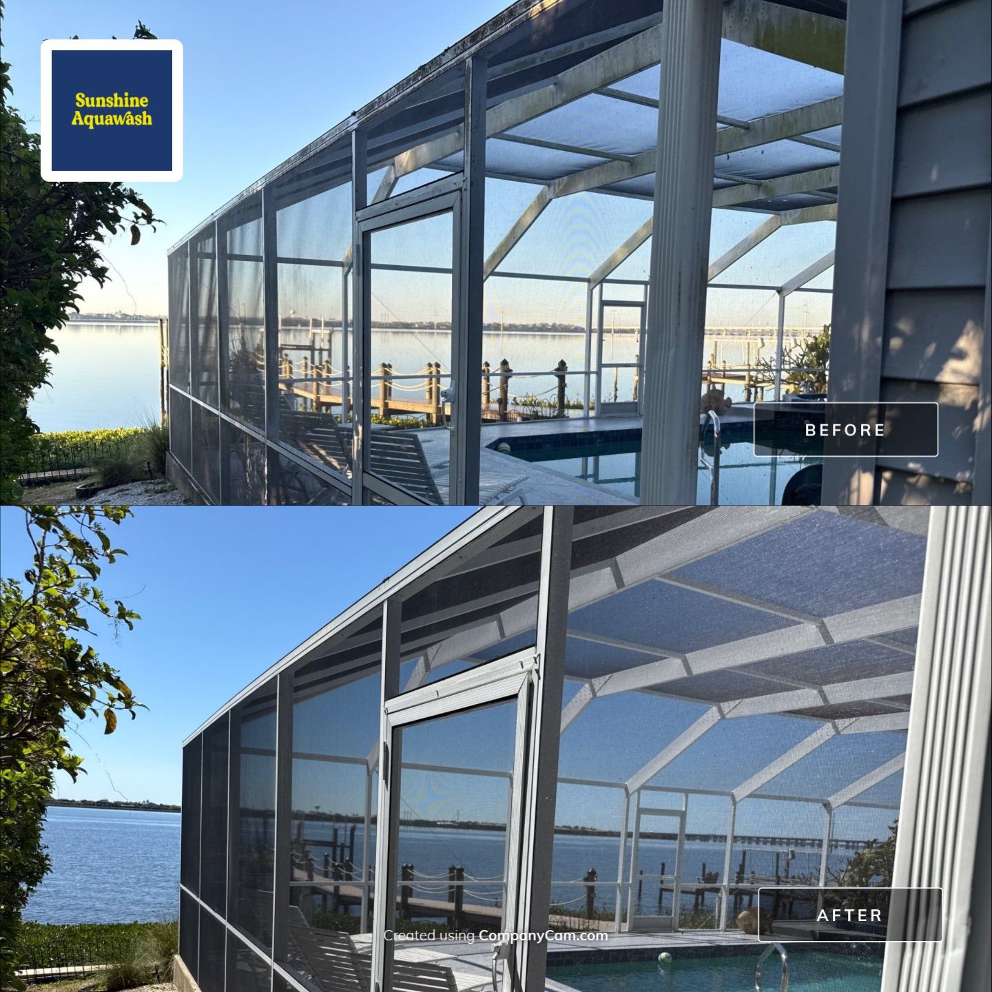 🏡 From Green to Clean! 🌊 Epic House & Pool Cage Cleaning on the Manatee River | Ellenton, FL 💦 by Sunshine AquaWash