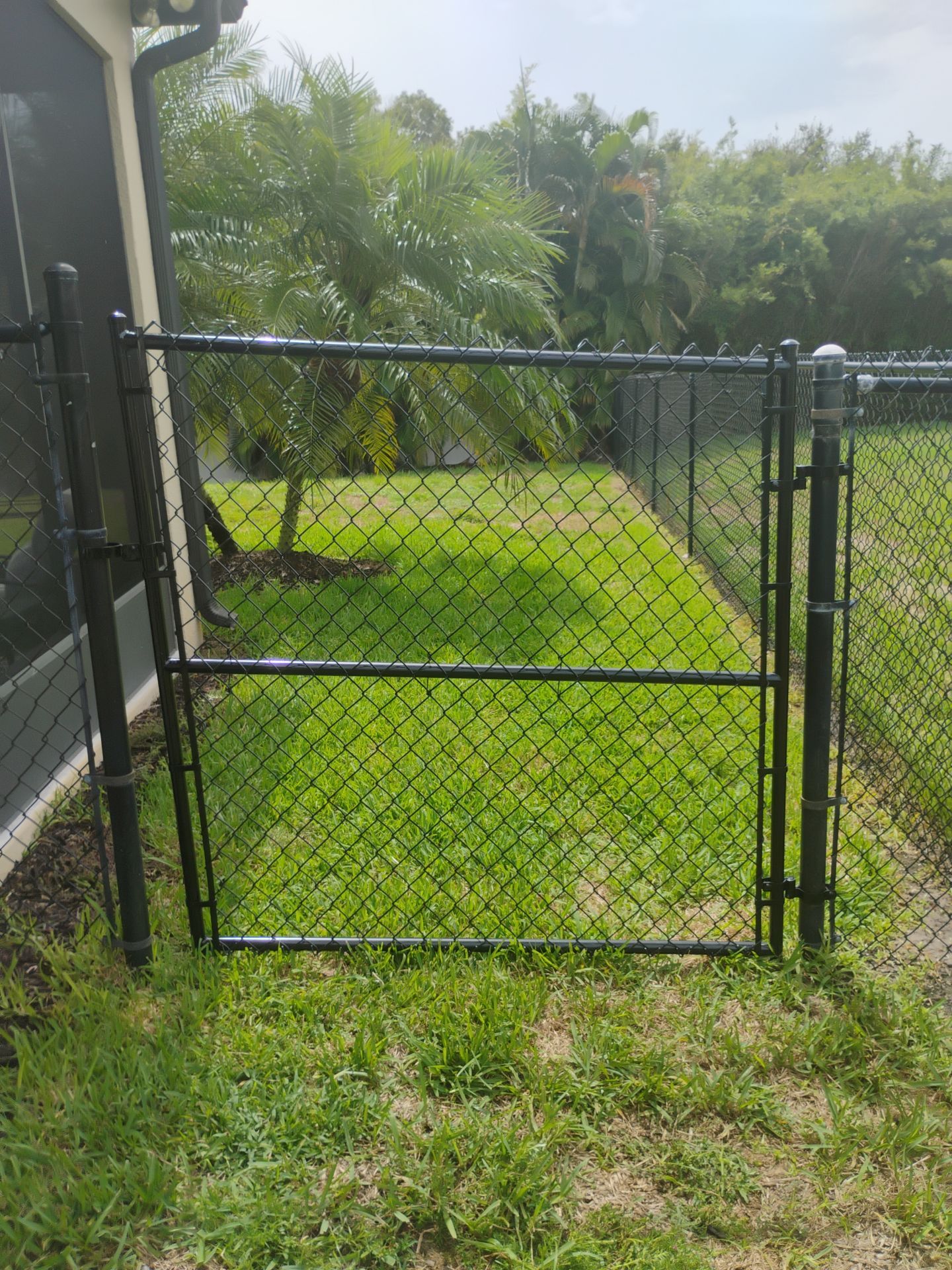 Residential Black Chain Link Gate Replacement in Punta Gorda by True Fence LLC