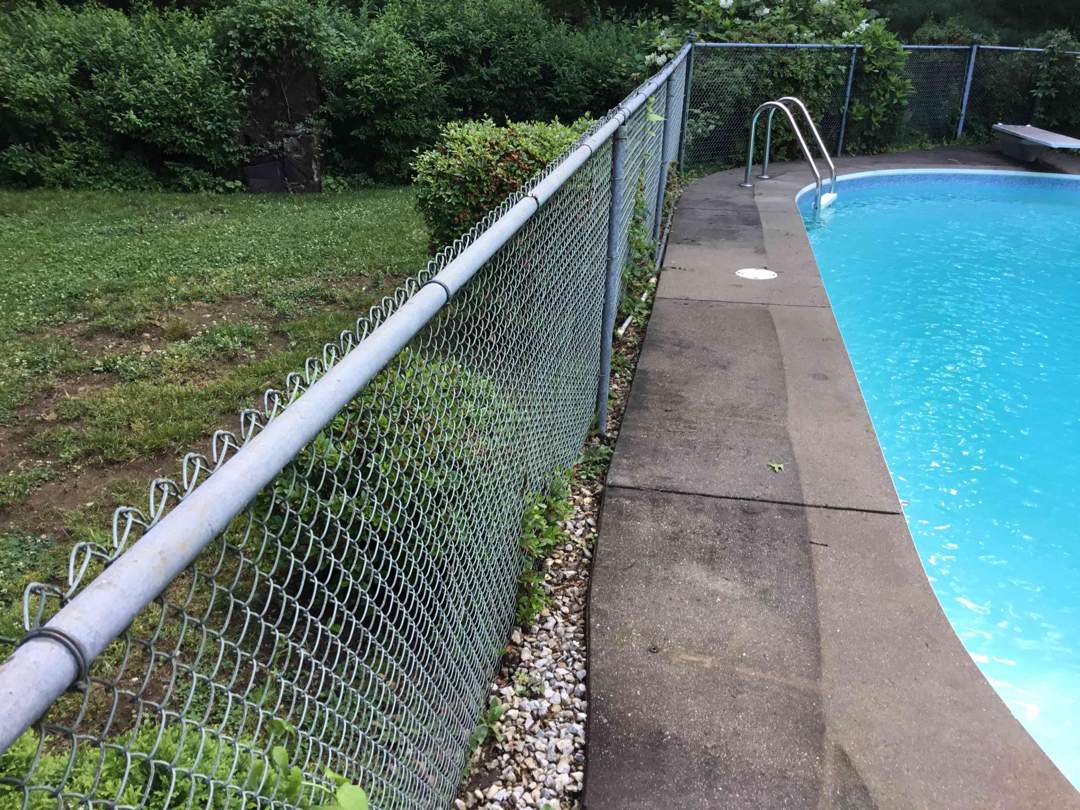 Replacement Aluminum pool fence with matching gate in Black by DiGiorgi Roofing and Siding Inc