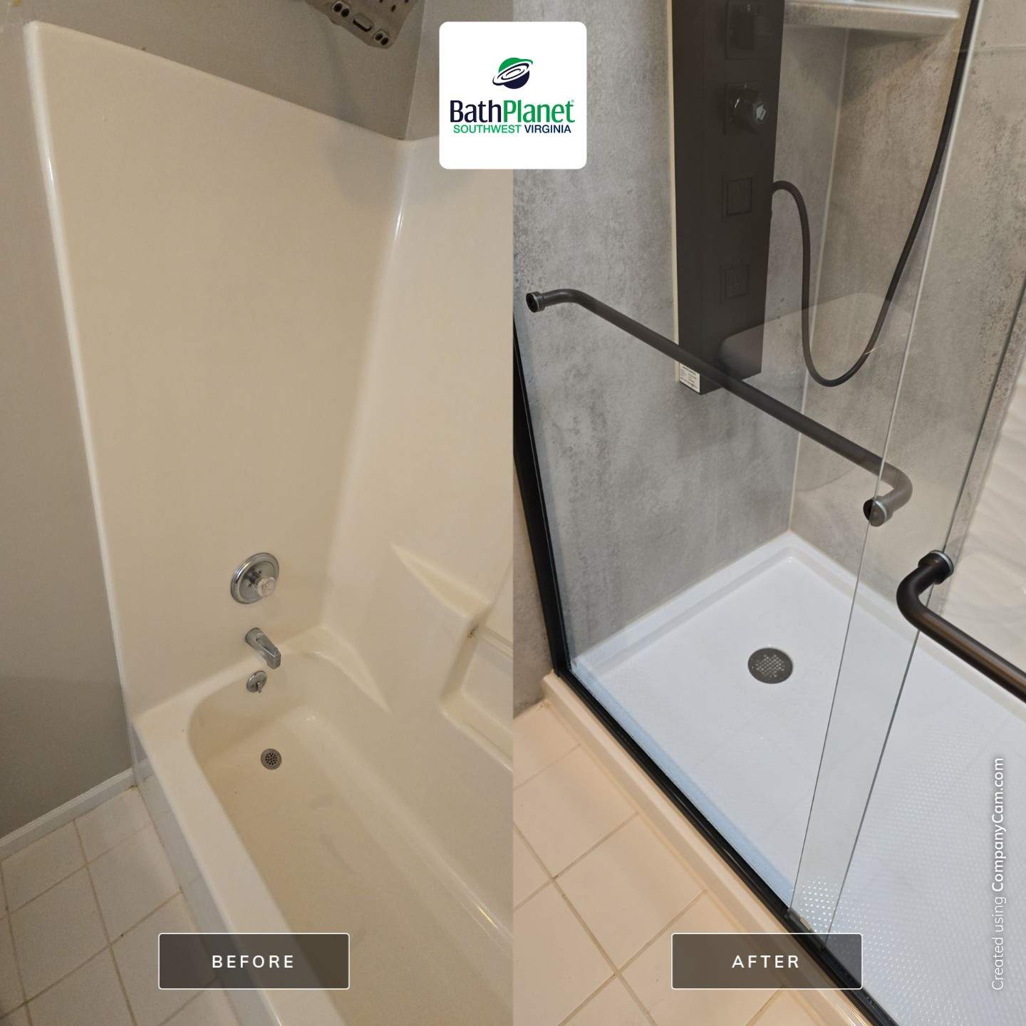 Modern Tub to Shower Conversion by BathPlanet SW Virginia