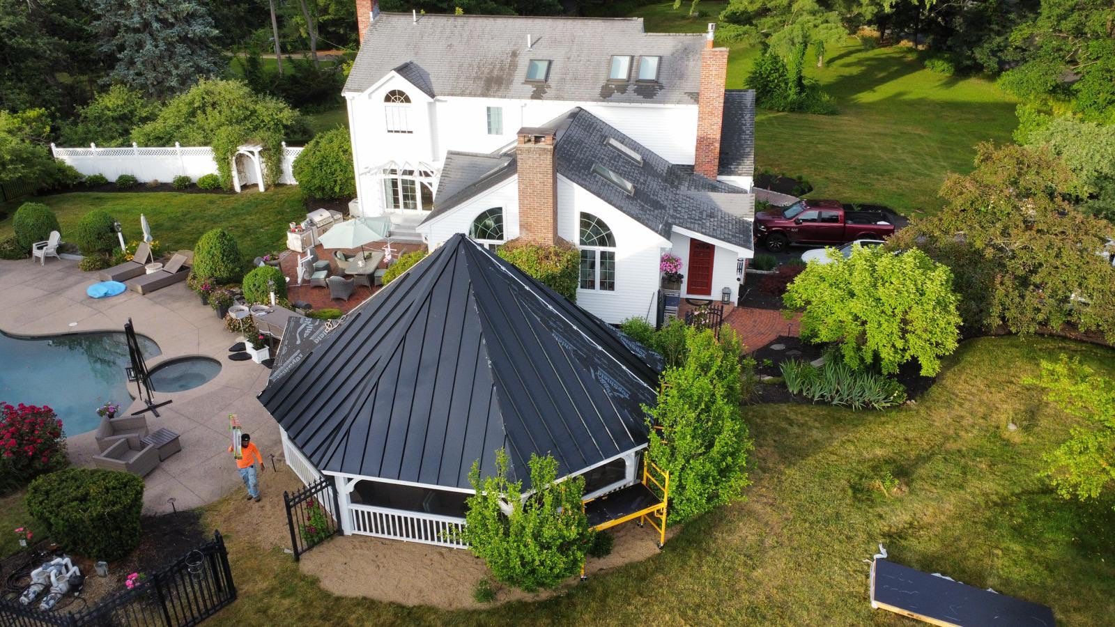 Standing Seam Black Metal Roof- Gazebo by Loyalty Exterior Solutions 