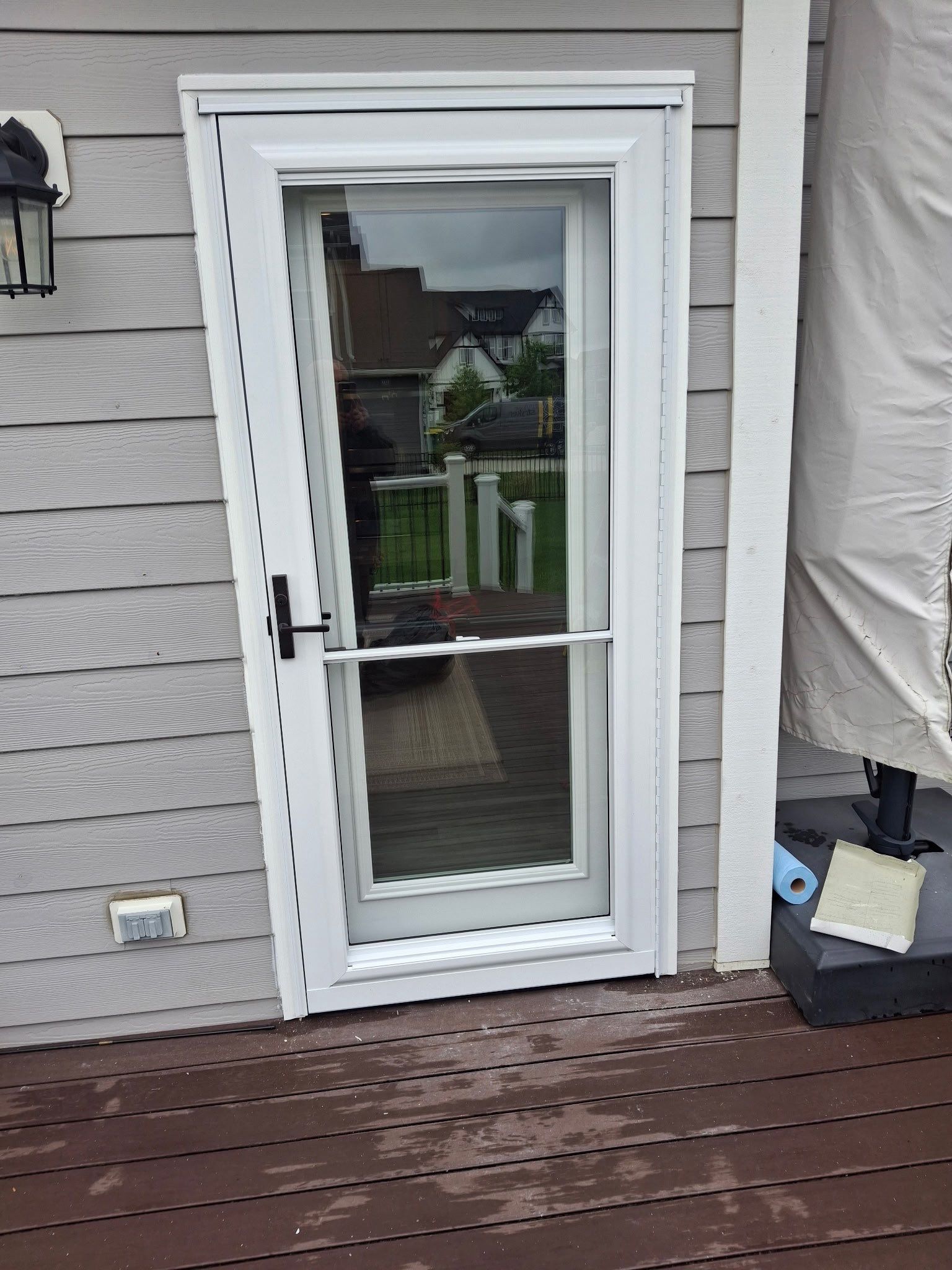 White Entry and Storm Door Installation in Westfield by Merrifield Exteriors, LLC