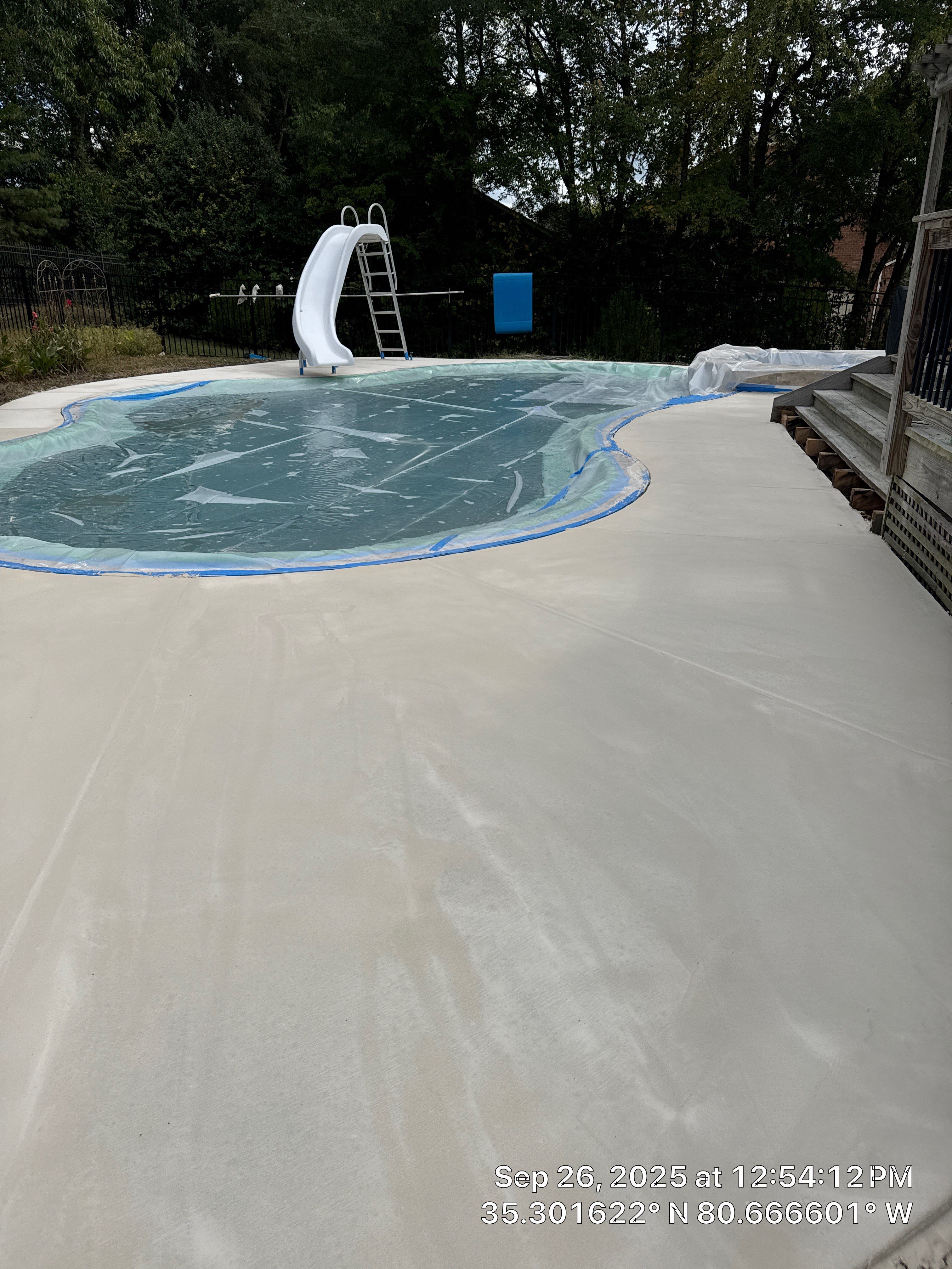Pool Deck OverLay in Knockdown finish by Endure Concrete Coatings