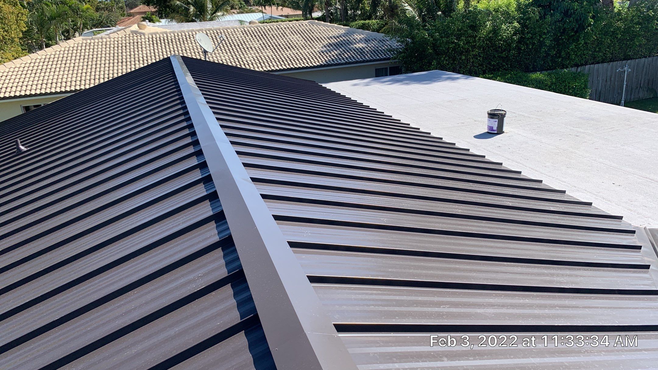 Residential Roofing Installation using 1" Nail strip metal roof by BLUES BROTHERS ROOFING