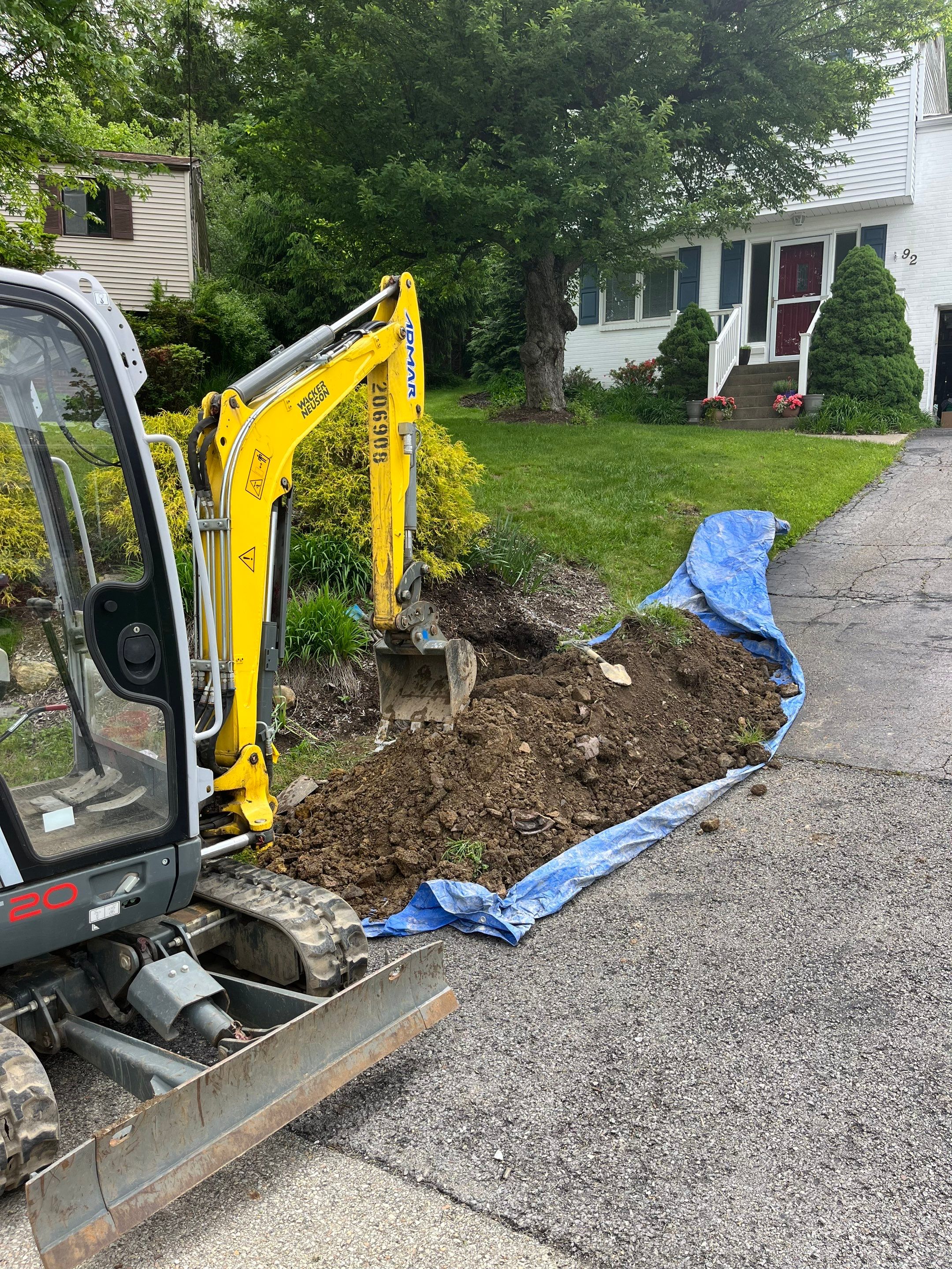 Adding Cleanout after House Trap using 2 Ton Excavator by Sureway Comfort John Wilcox Plumbing Heating Cooling