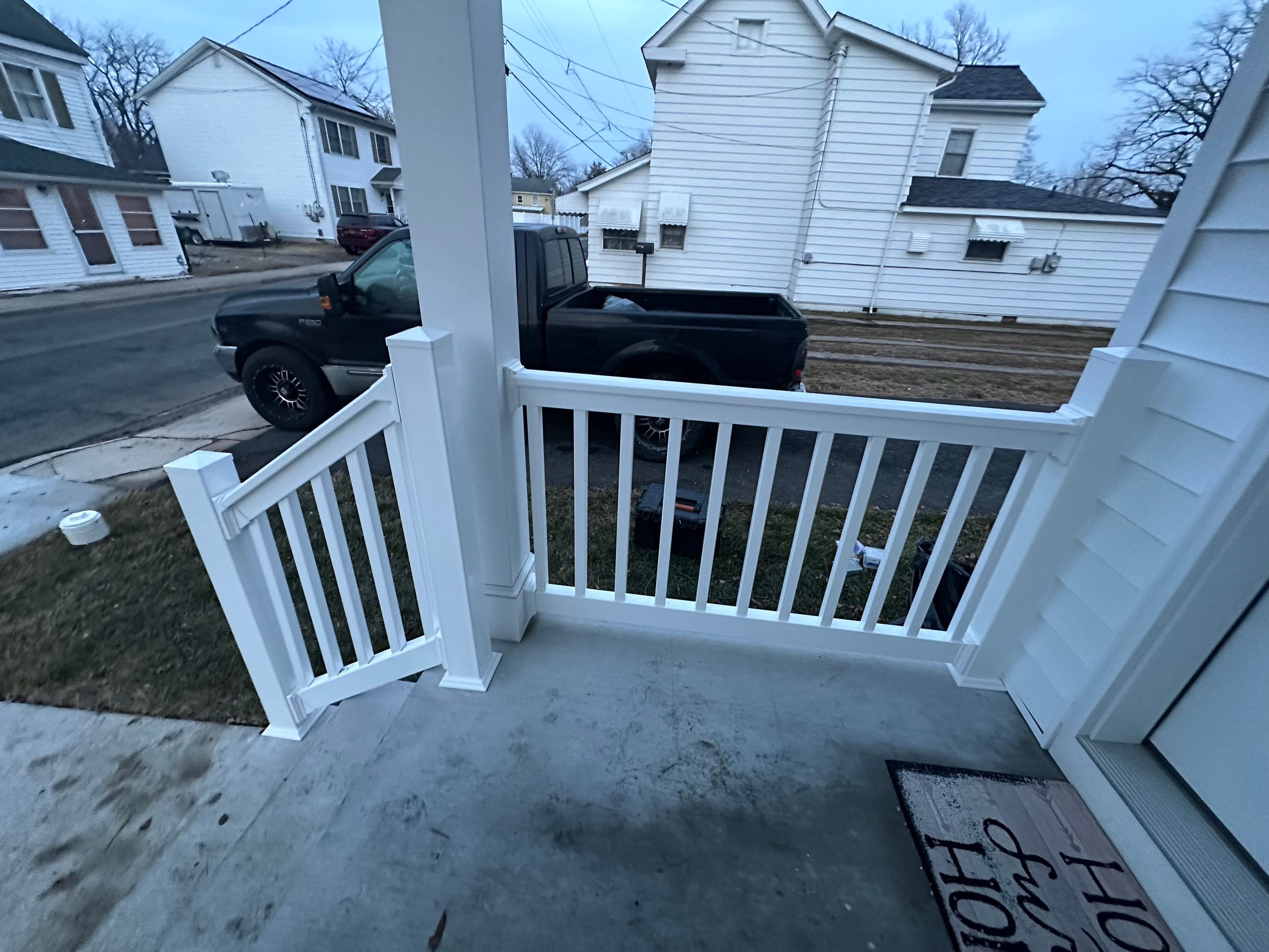 Shower Door and Outdoor Railing Installation in Harrington by Gc Makeovers 