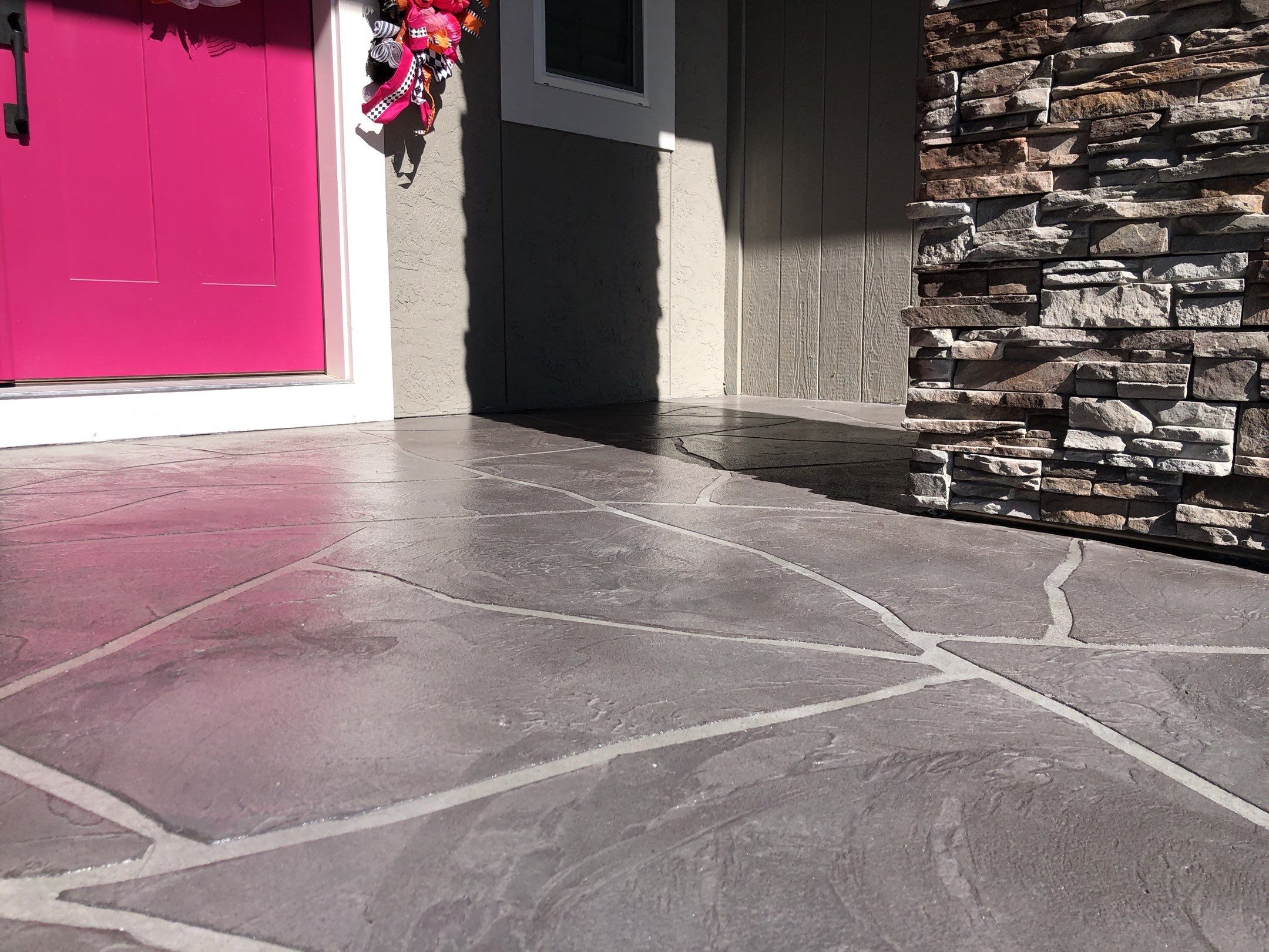 Overland Park -- Front Porch with Tuscan Flagstone Overlay by Big Red Decorative Concrete, LLC