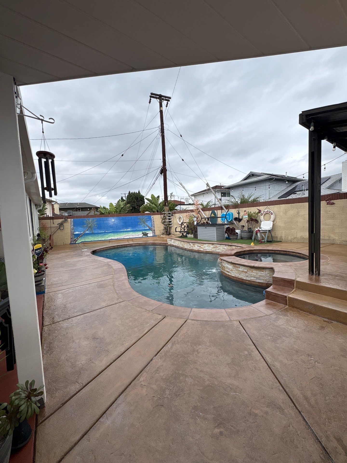 Sandblast & Staining Pool Deck In by La Power Washing Inc