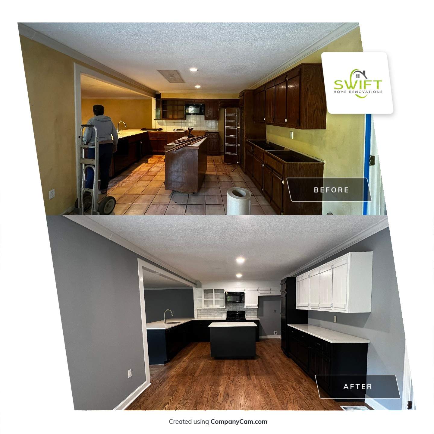 Kitchen and Living Area Renovation Featuring Hardwood Flooring in Smyrna by Swift Home Renovations