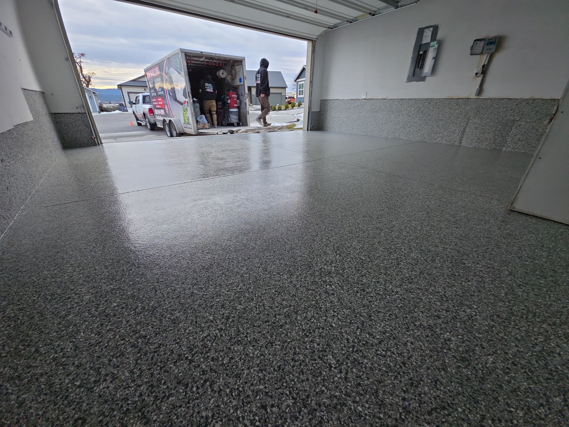 Garage Transformation using Slate Stone by Croc Coatings, LLC