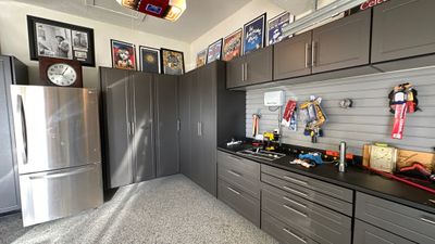 Cathleen R. upgraded her garage with a beautiful cabinet setup