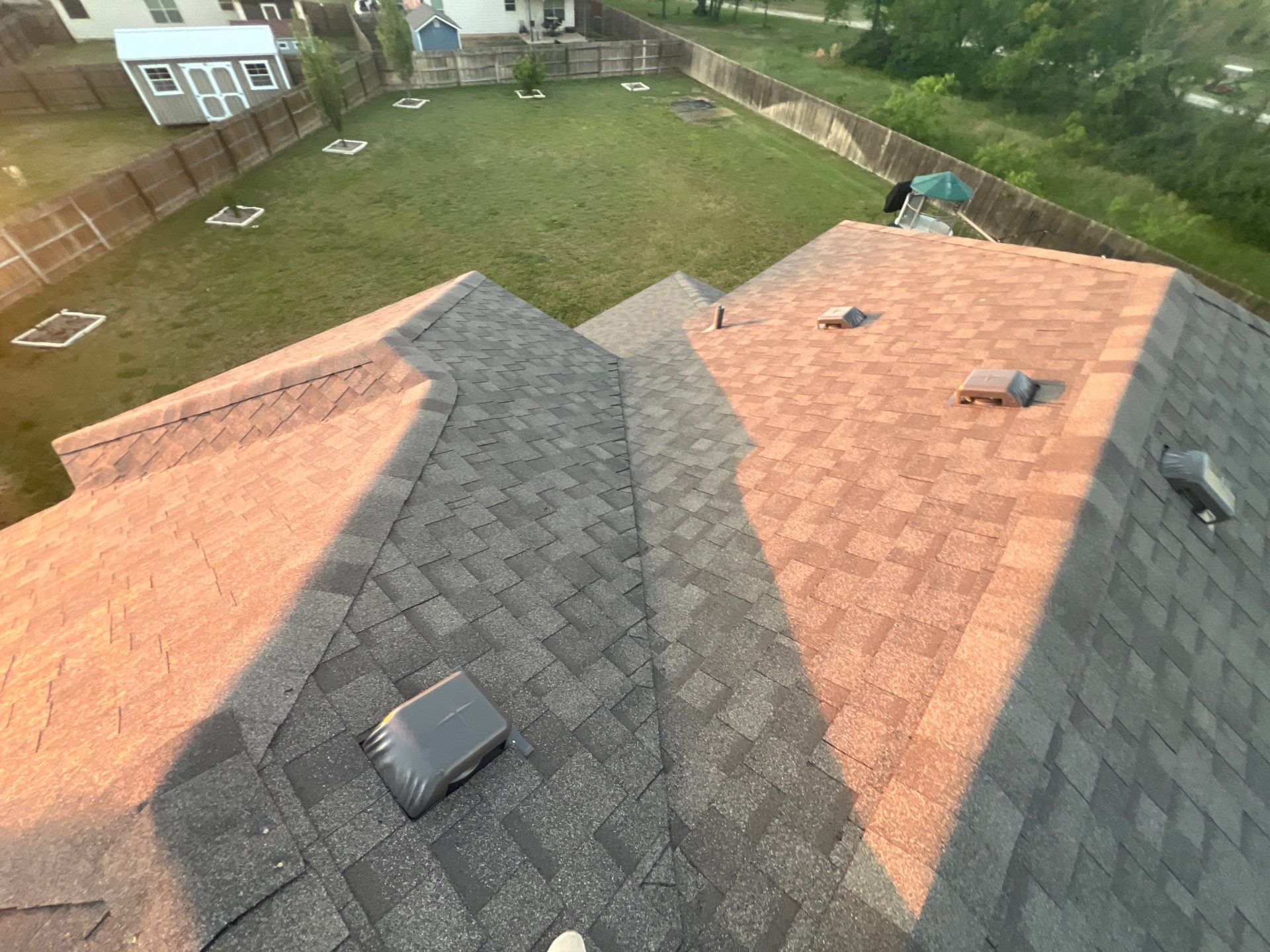 Residential Roofing Installation using IKO Cambridge 30yr Architectural Shingles. Color: Weatherwood by WR Roofing Solutions