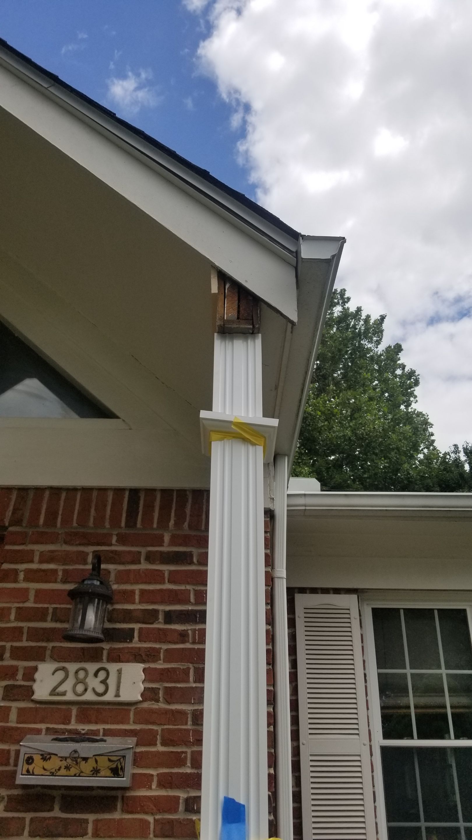 Replace old columns new carpentry repair door masonry limestone steps in Dearborn, MI by Northwest Construction 