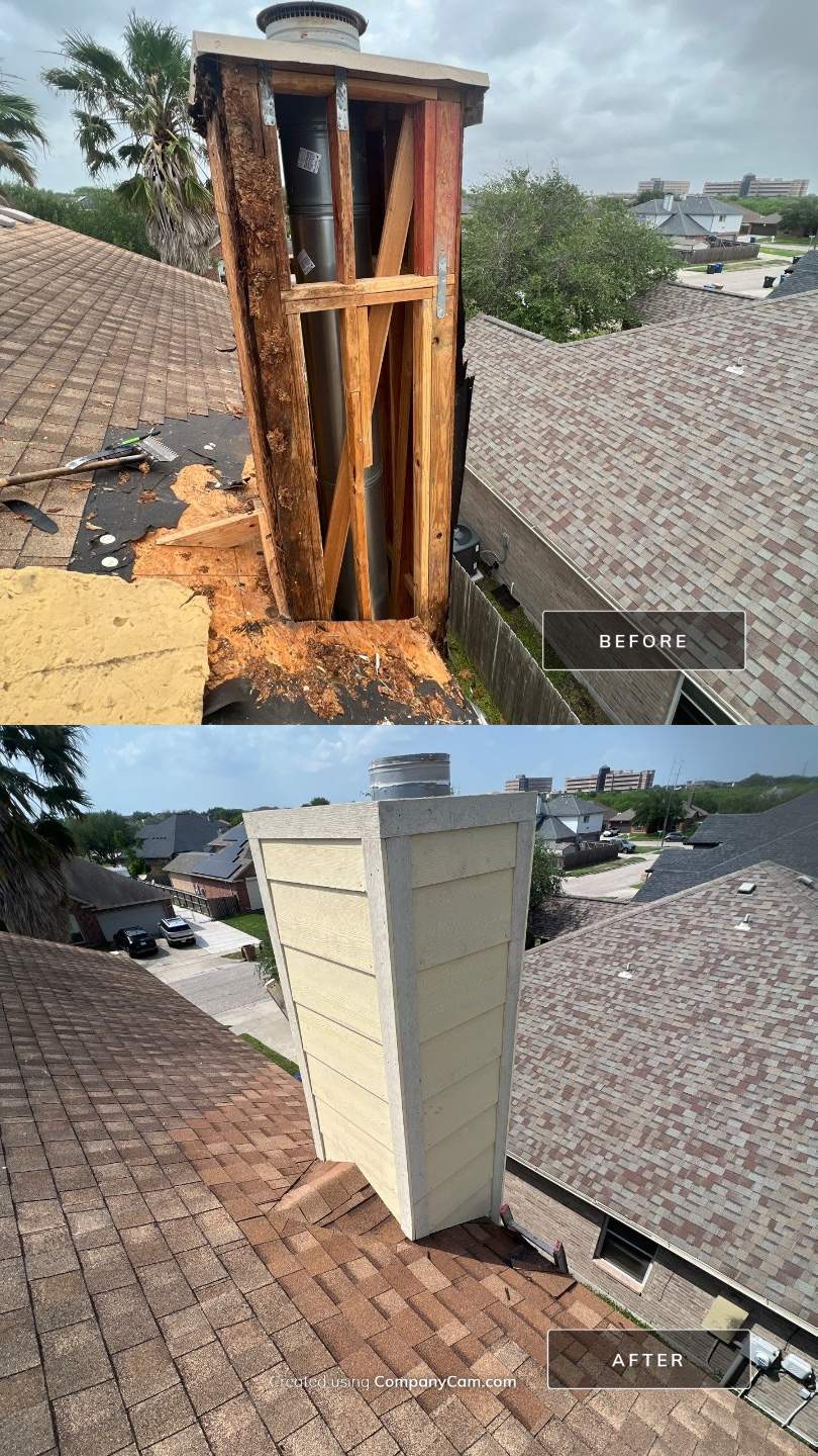 Chimney looks good but its BAD! by Bayfront Roofing and Construction