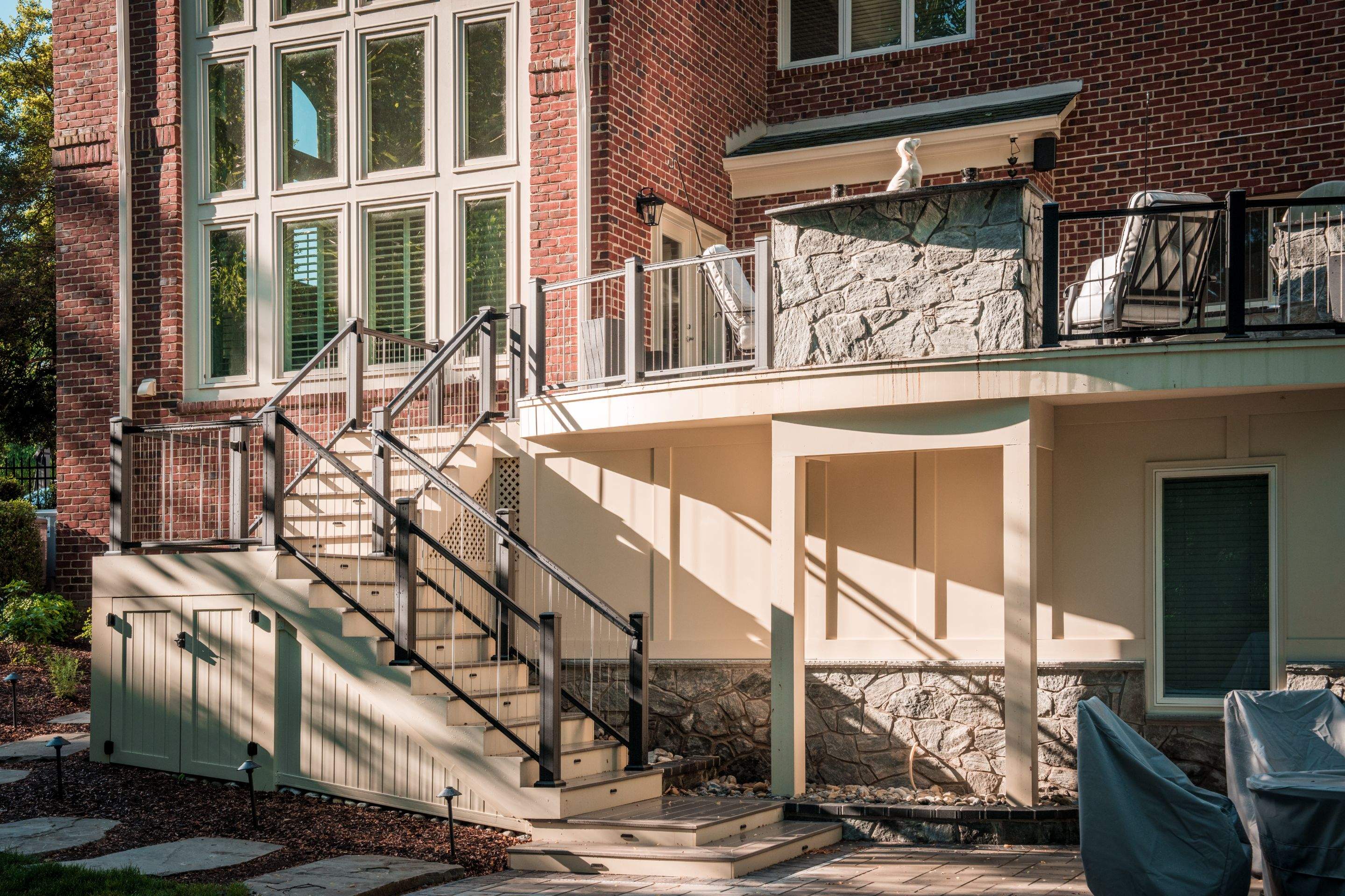 Custom Multi-Level Deck, Outdoor Kitchen & Pool Patio in McLean, VA by Sunburst Construction Inc
