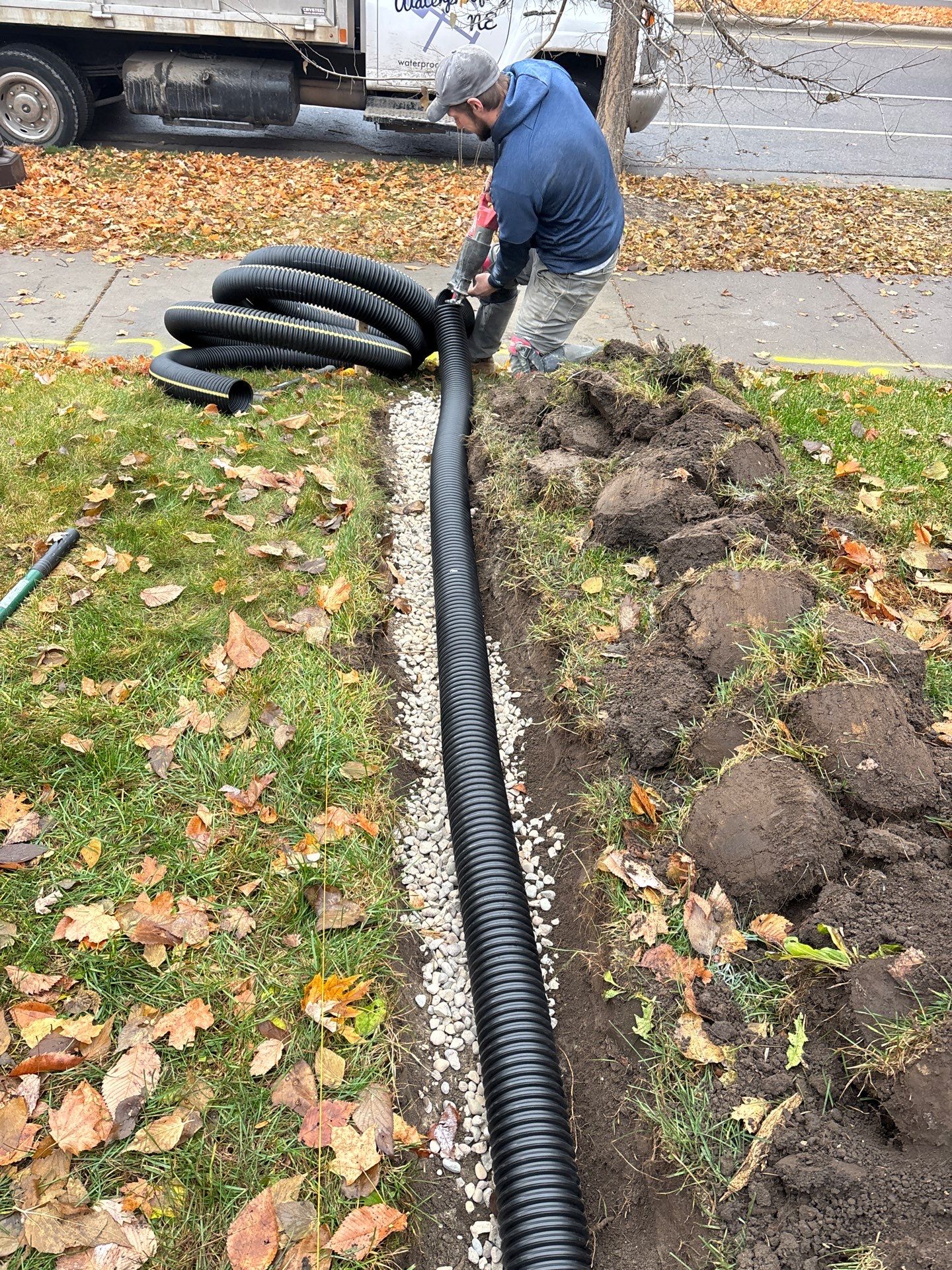 Drain tile and sump pump for George by Waterproofing Northeast