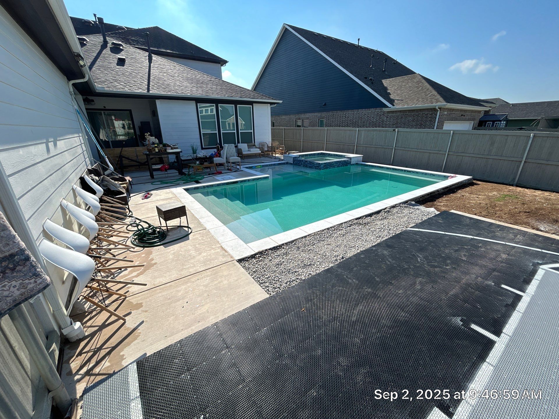 Geometric Pool and Spa with Glass Tile Spillway by Pinnacle Pools and Spas - DFW