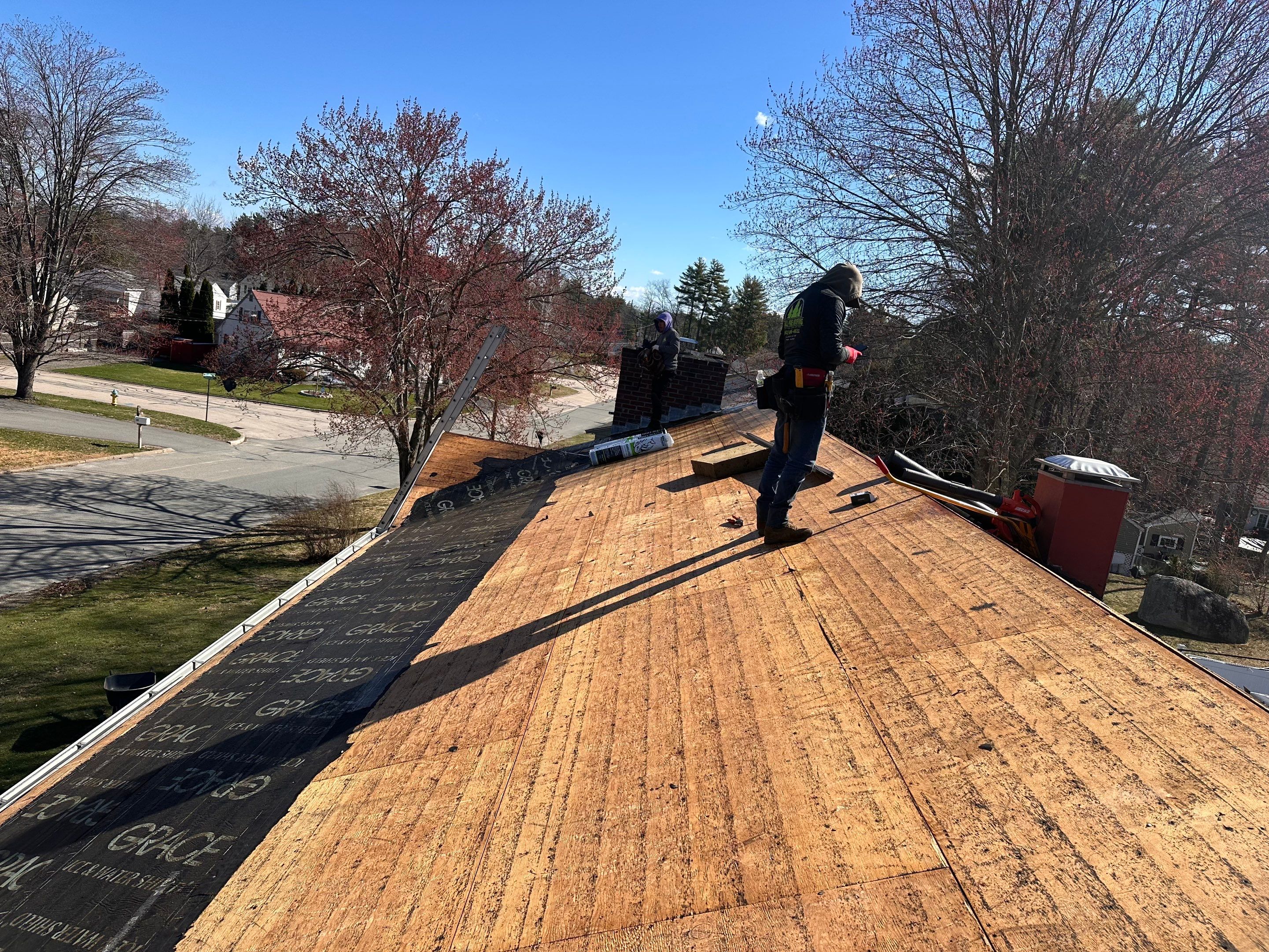 Full Residential Roof Replacement and Chimney Reflashing in Nashua by Tall pine roofing