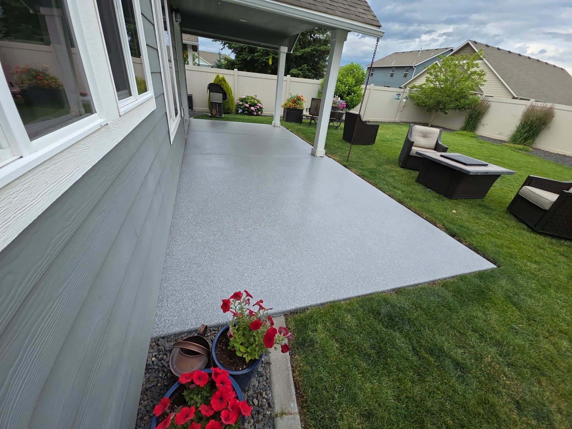 Patio Transformation using Turquoise Hybrid by Croc Coatings, LLC