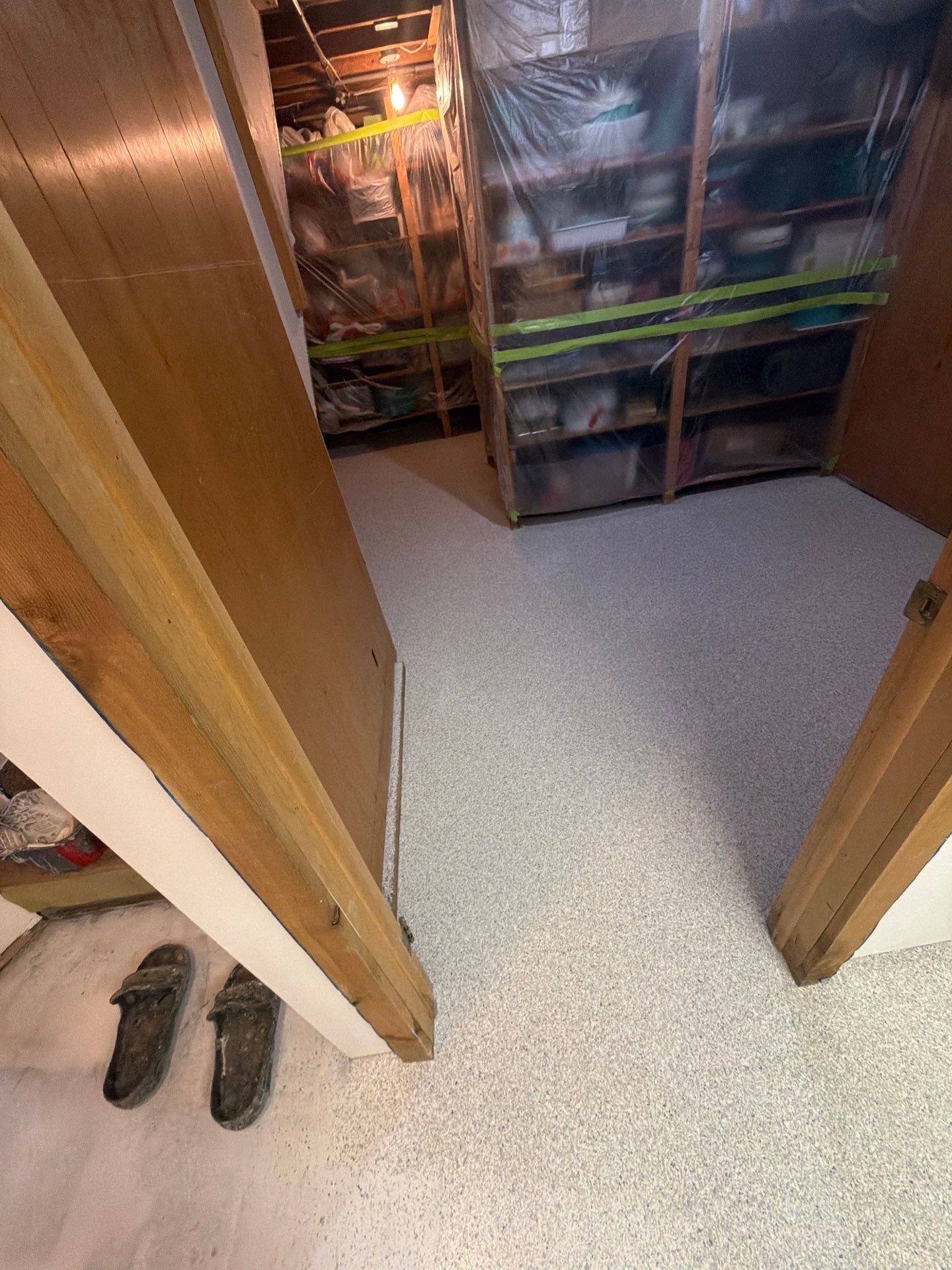 Basement Epoxy Flake Floor Installation and Surface Repair in Montague by Gordon Painting