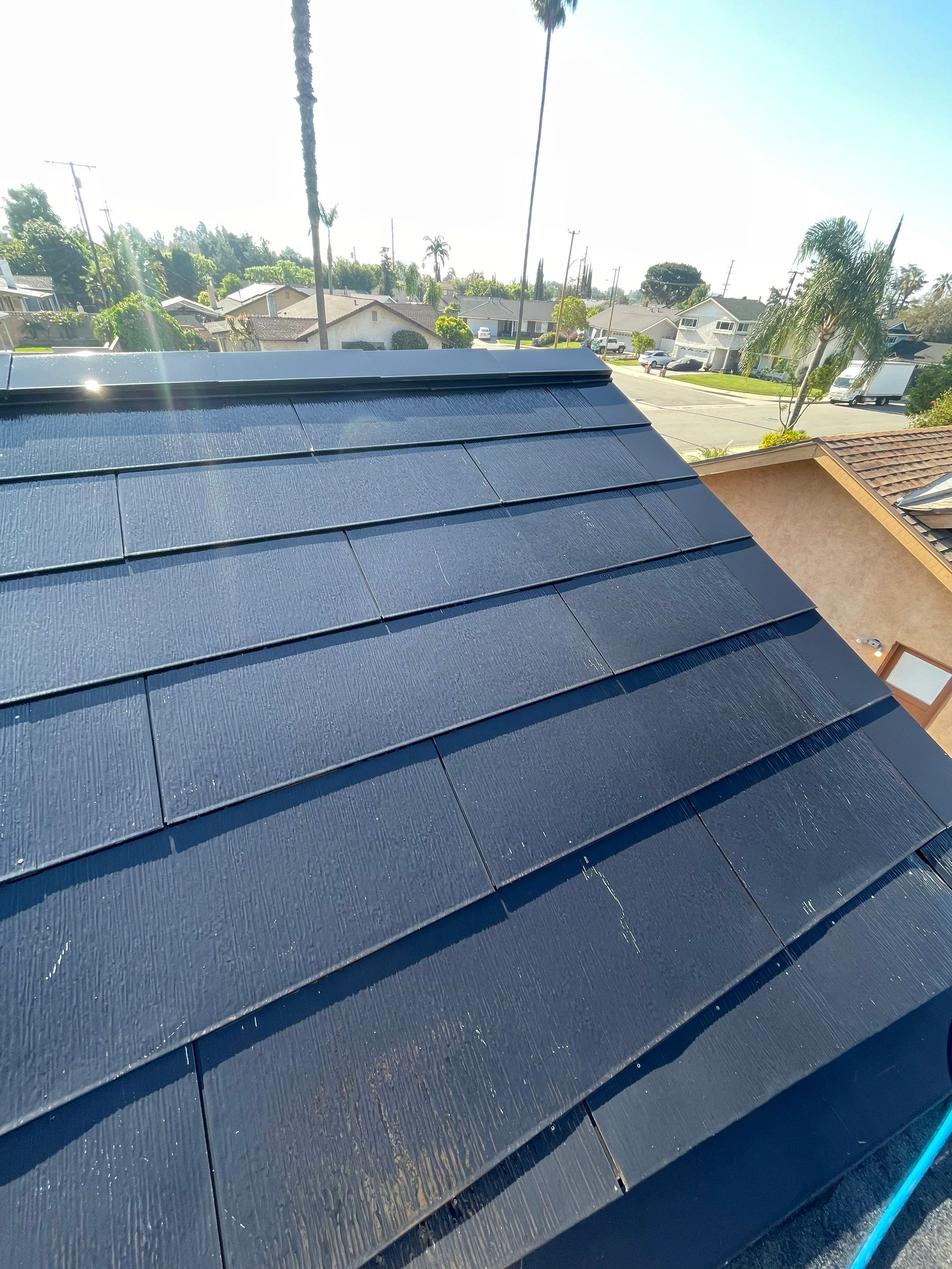 Tesla Roof Cleaning in La Verne Ca by Palm Coast Solar Cleaning