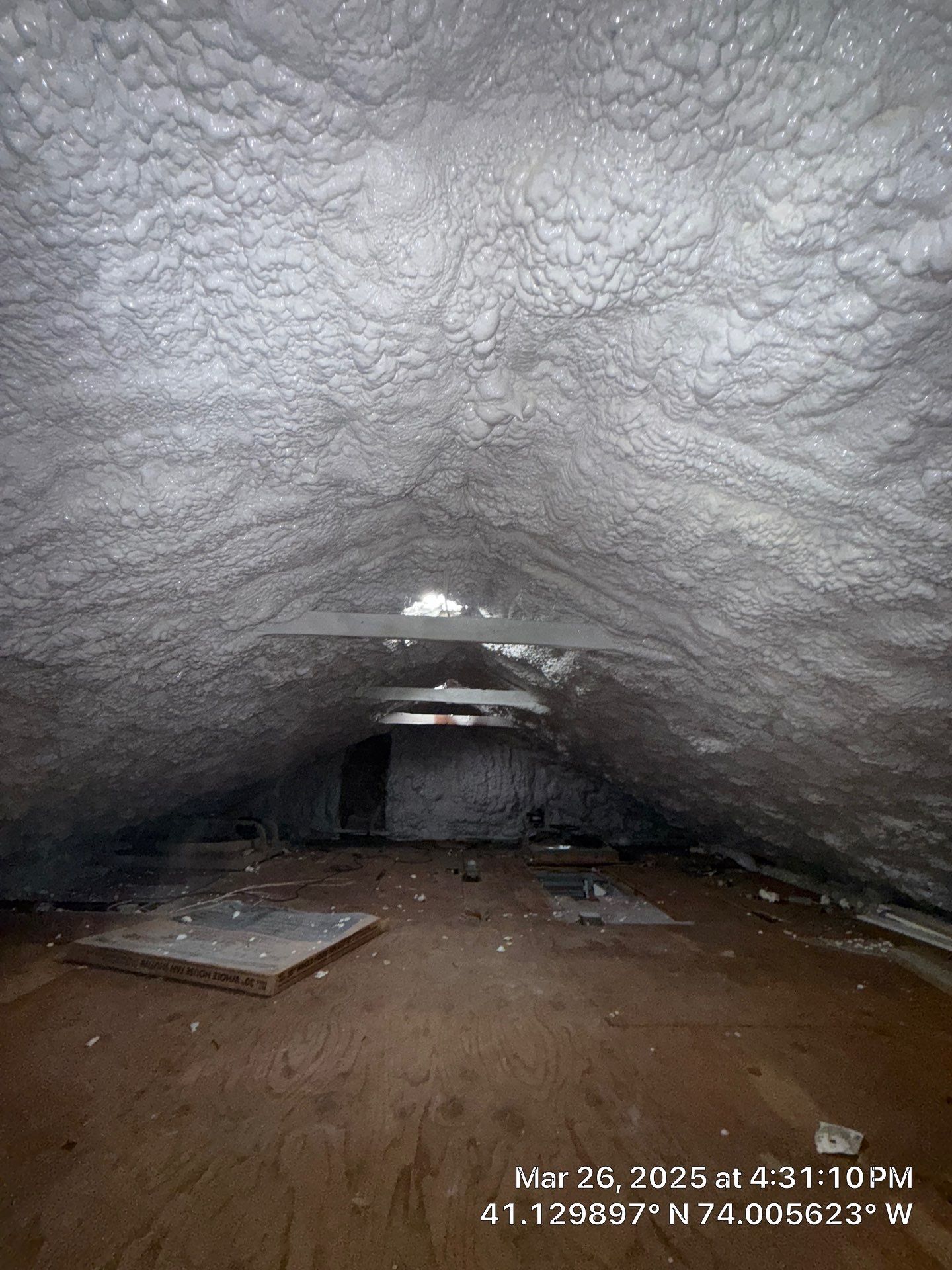 Attic Insulation using open cell spray foam and closed cell rim joist by NYS Foam & Energy