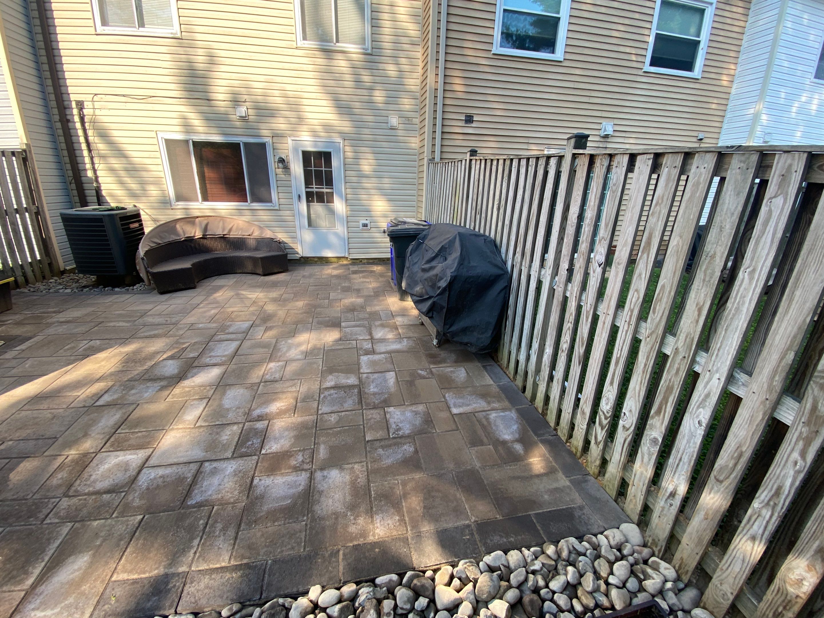 Backyard Transformation using Techo-Bloc Pavers by The Smet Companies, LLC