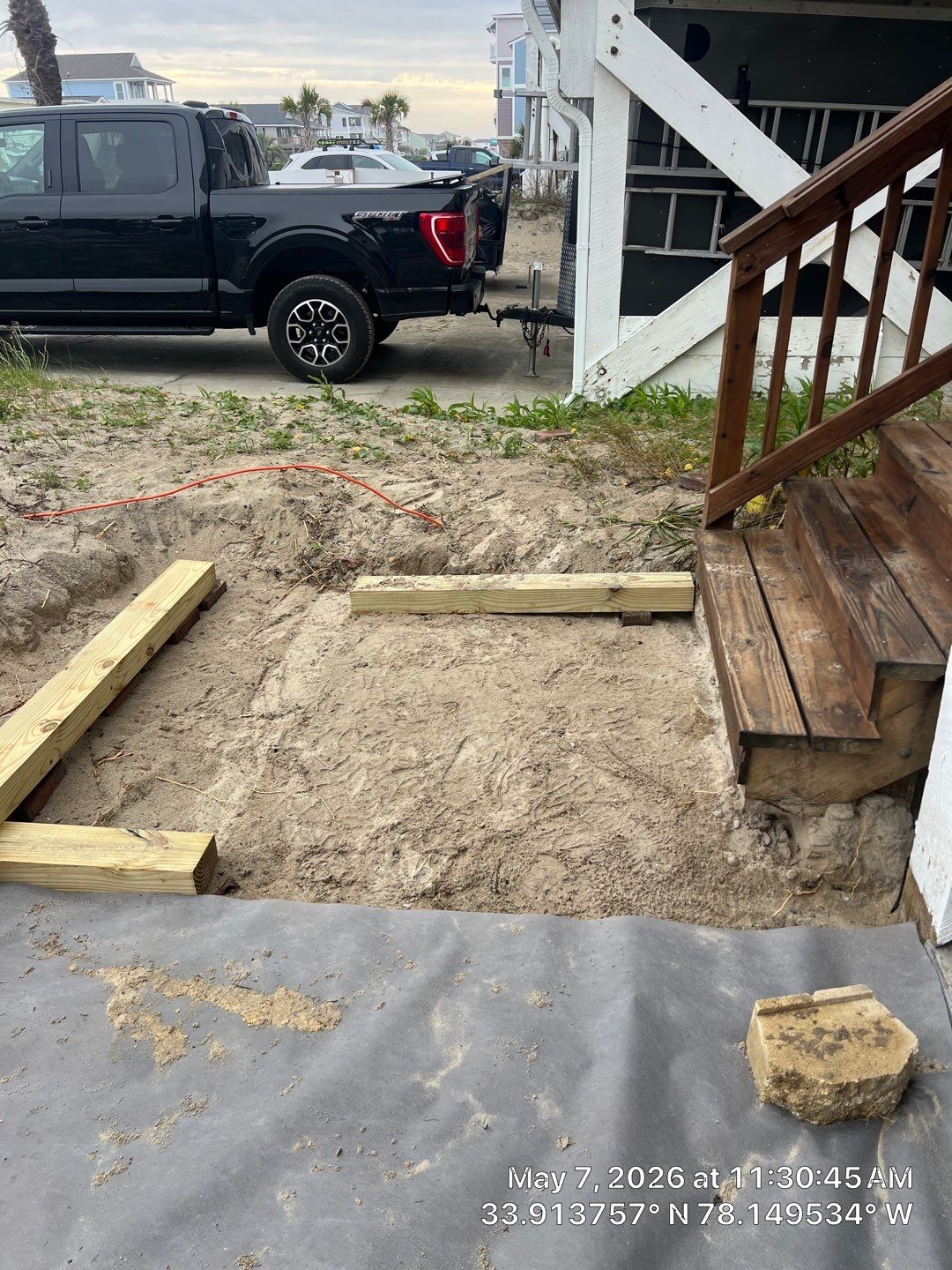 Coastal gravel ground cover for Oceanfront Property in Oak Island by RGR Construction and Roofing, LLC
