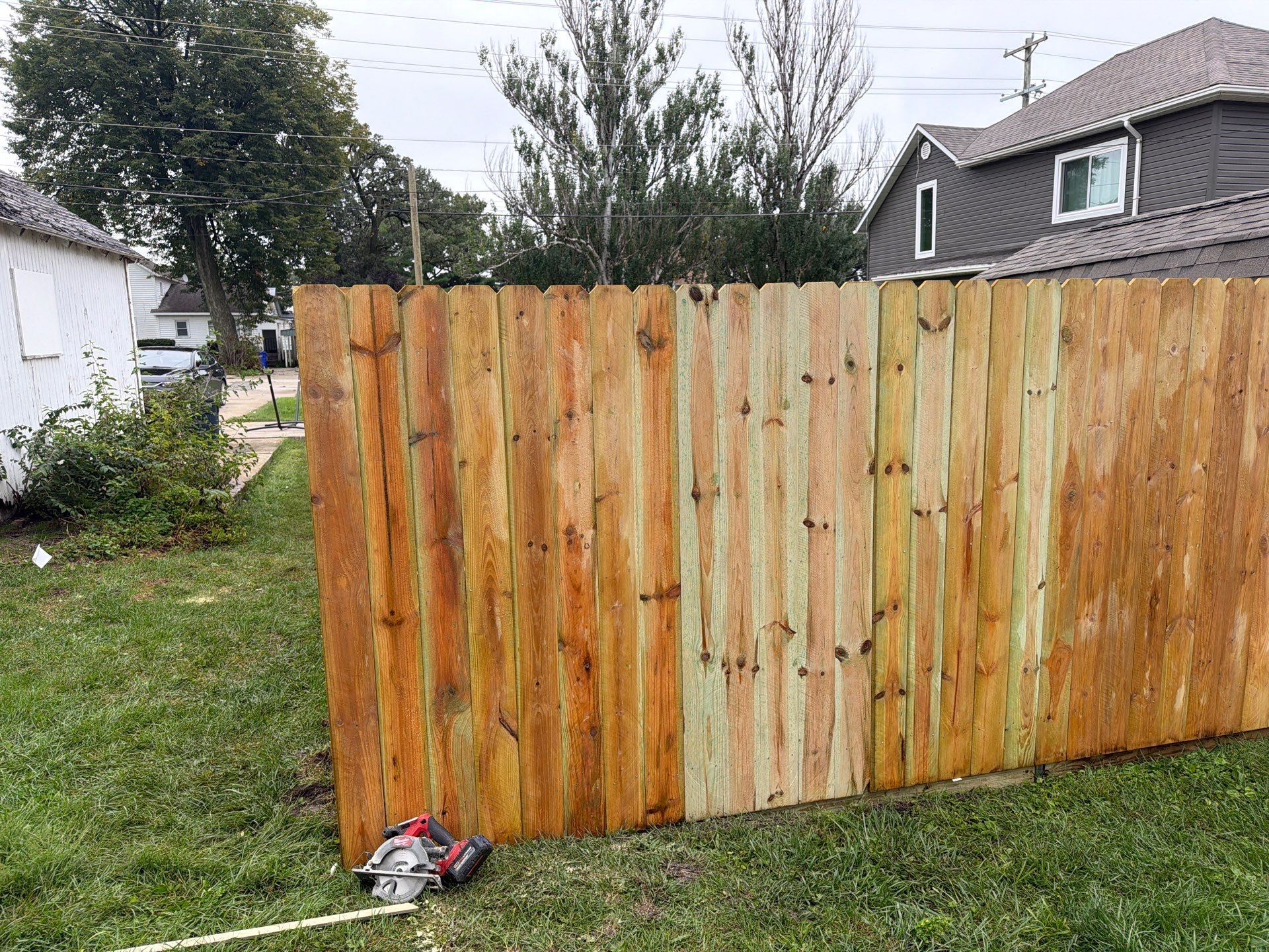 Custom Wood Privacy Fence and Black Chain Link Gate in Independence by Perfect Picket Fence and Stain
