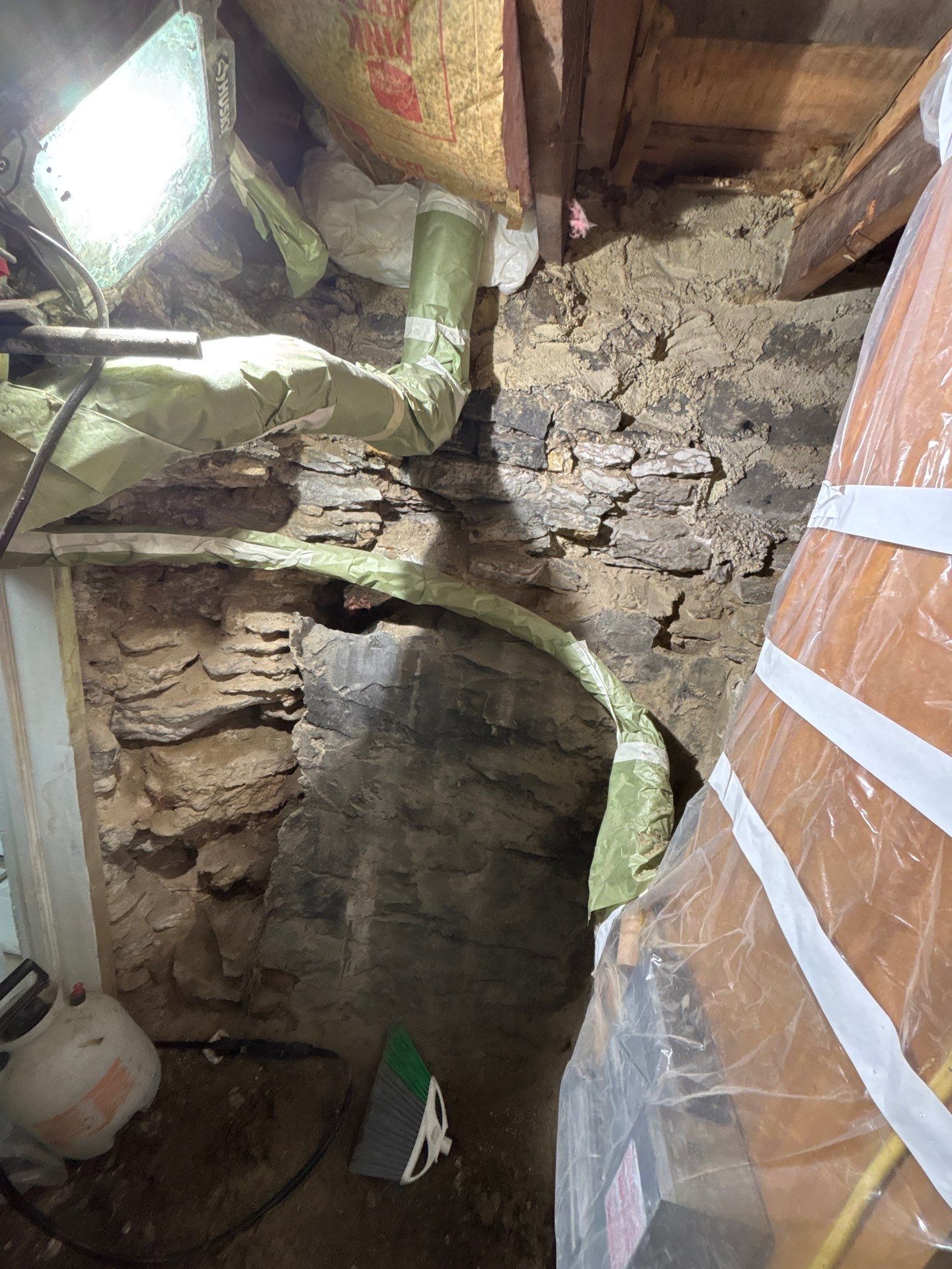 Parge Coating Drew's Stone Foundation by Waterproofing Northeast